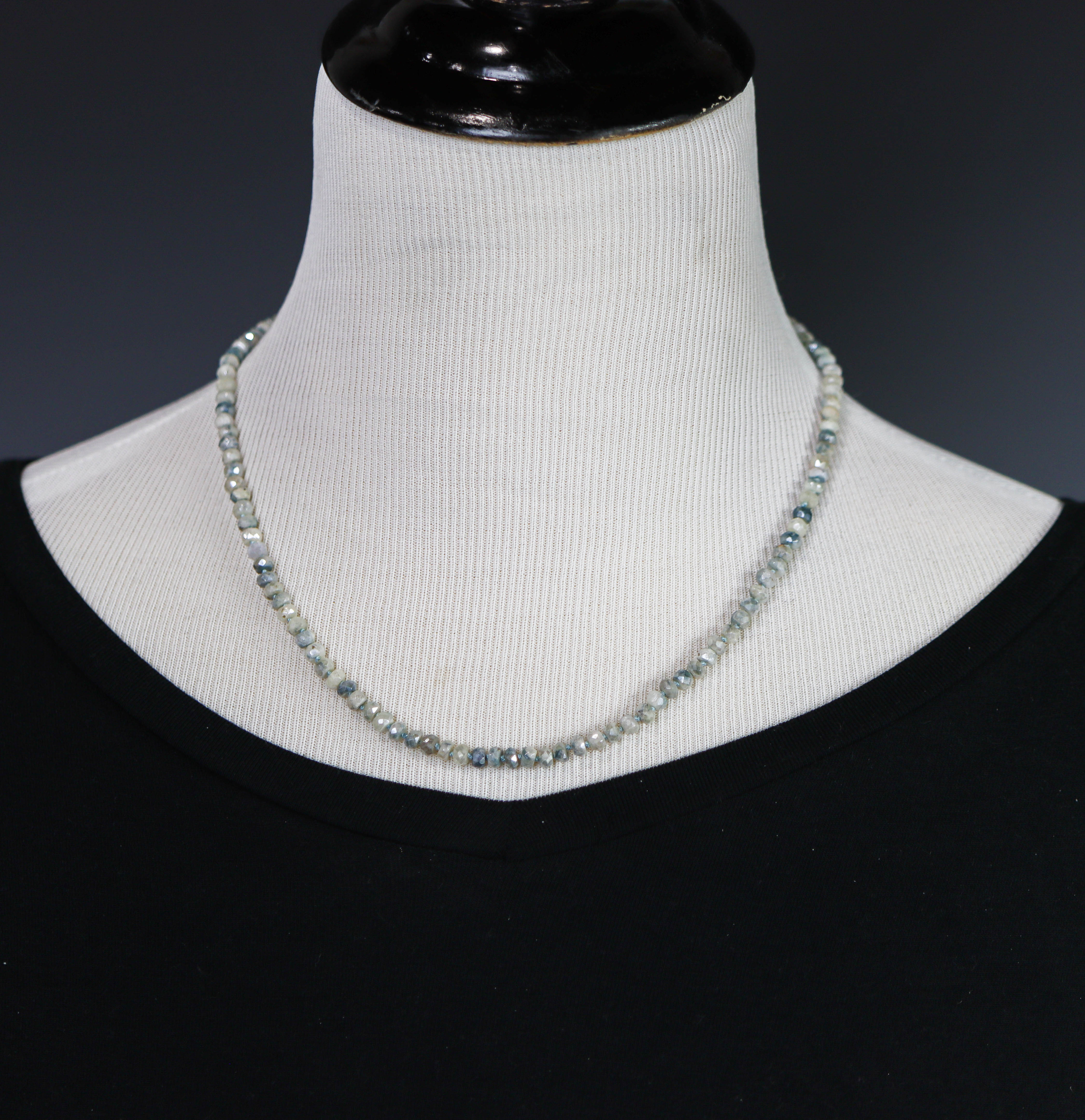 "Silverite" Hand Knotted Bead Necklace Sterling Silver