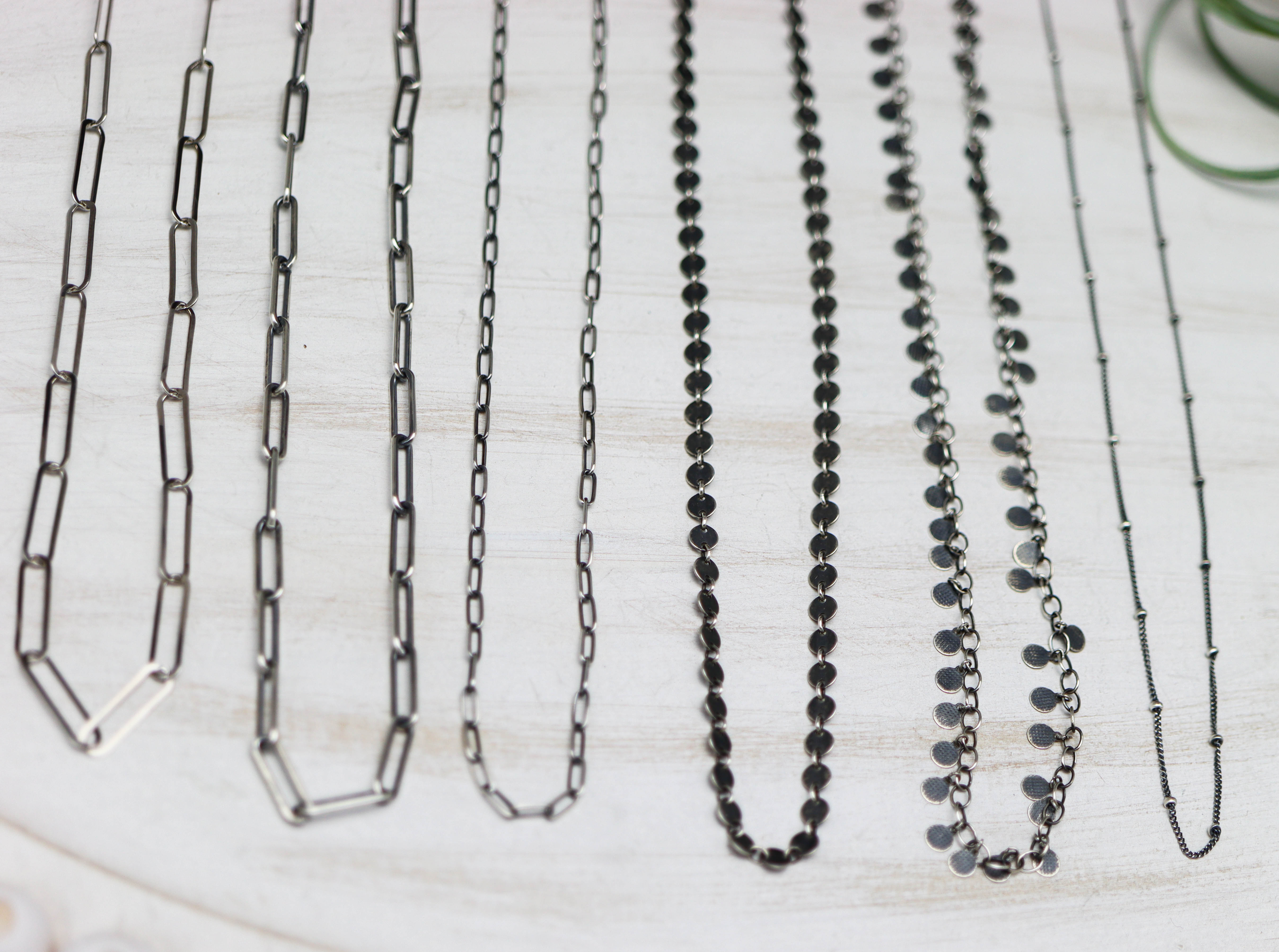 Sterling Silver Chain Necklace Oxidized and Polished Made to Order