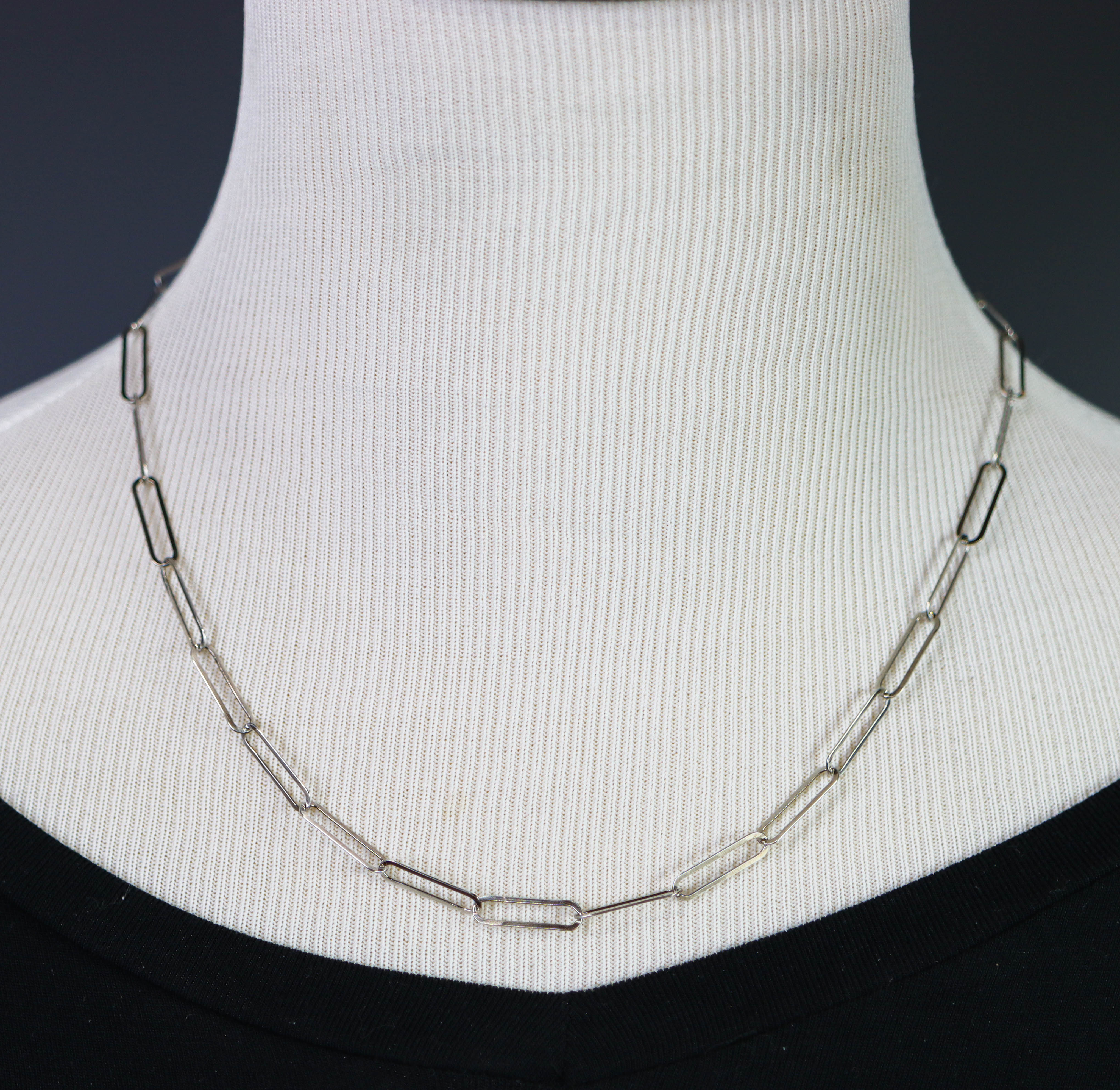 Sterling Silver Chain Necklace Oxidized and Polished Made to Order