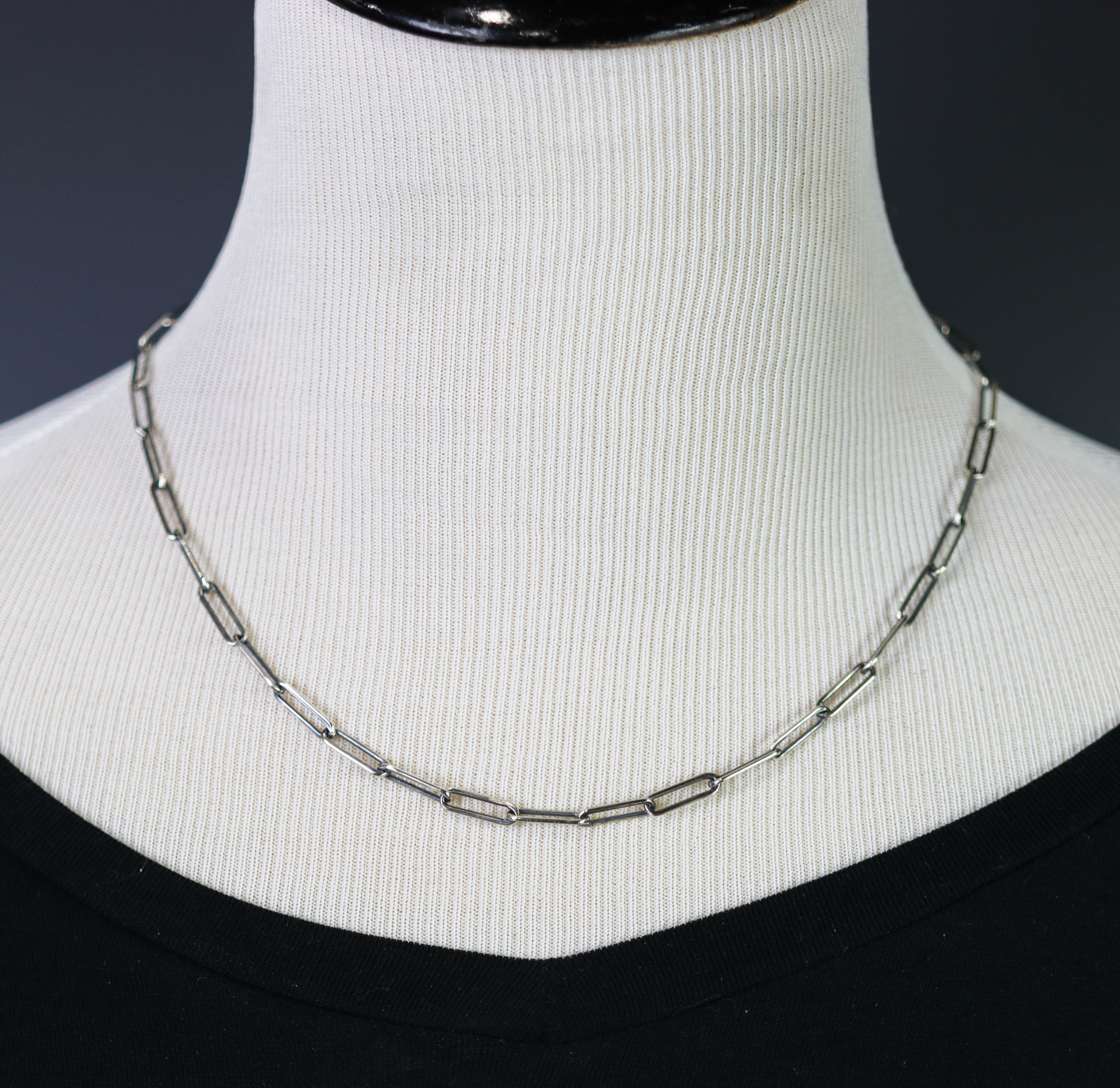 Sterling Silver Chain Necklace Oxidized and Polished Made to Order