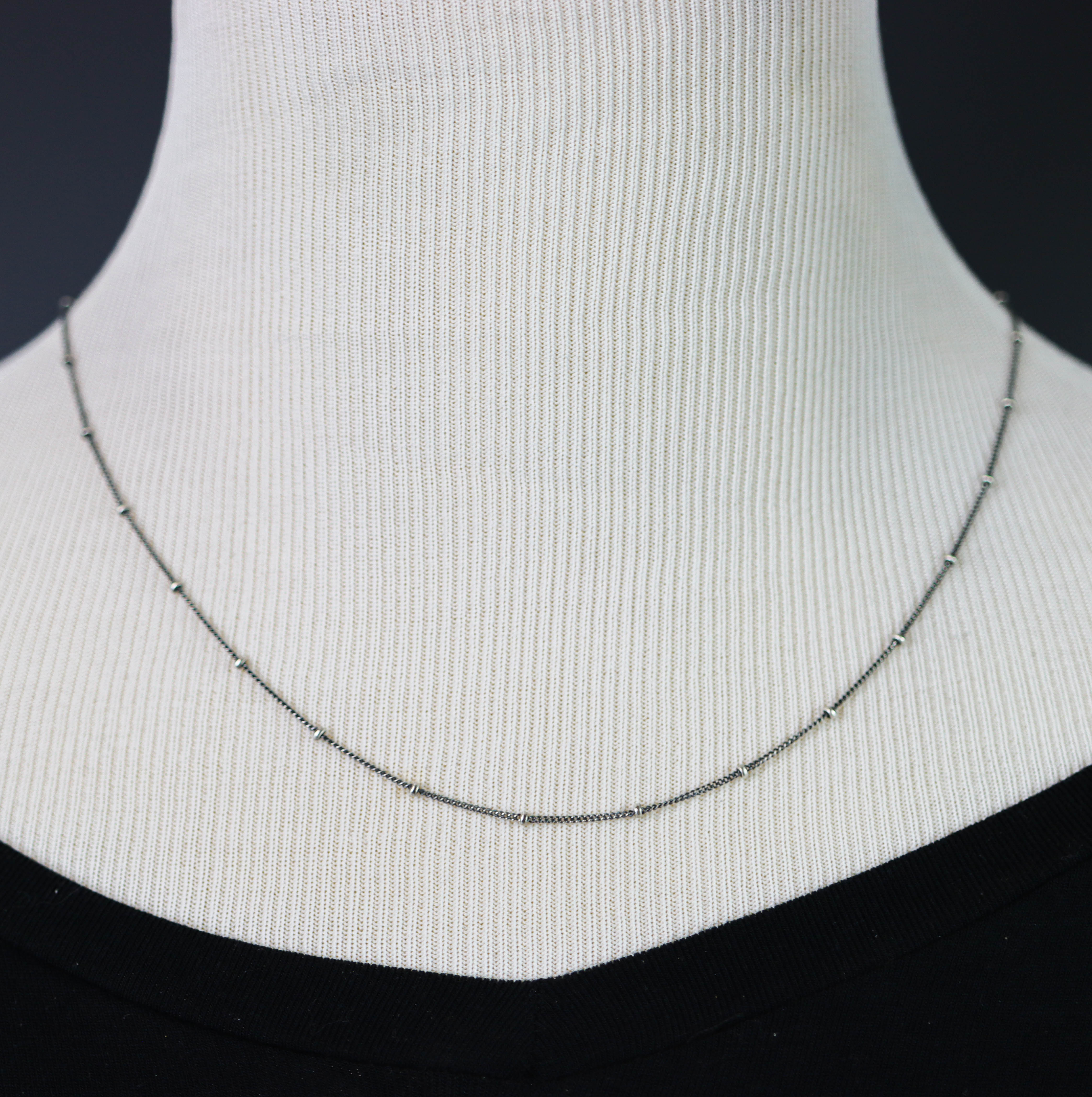 Sterling Silver Chain Necklace Oxidized and Polished Made to Order