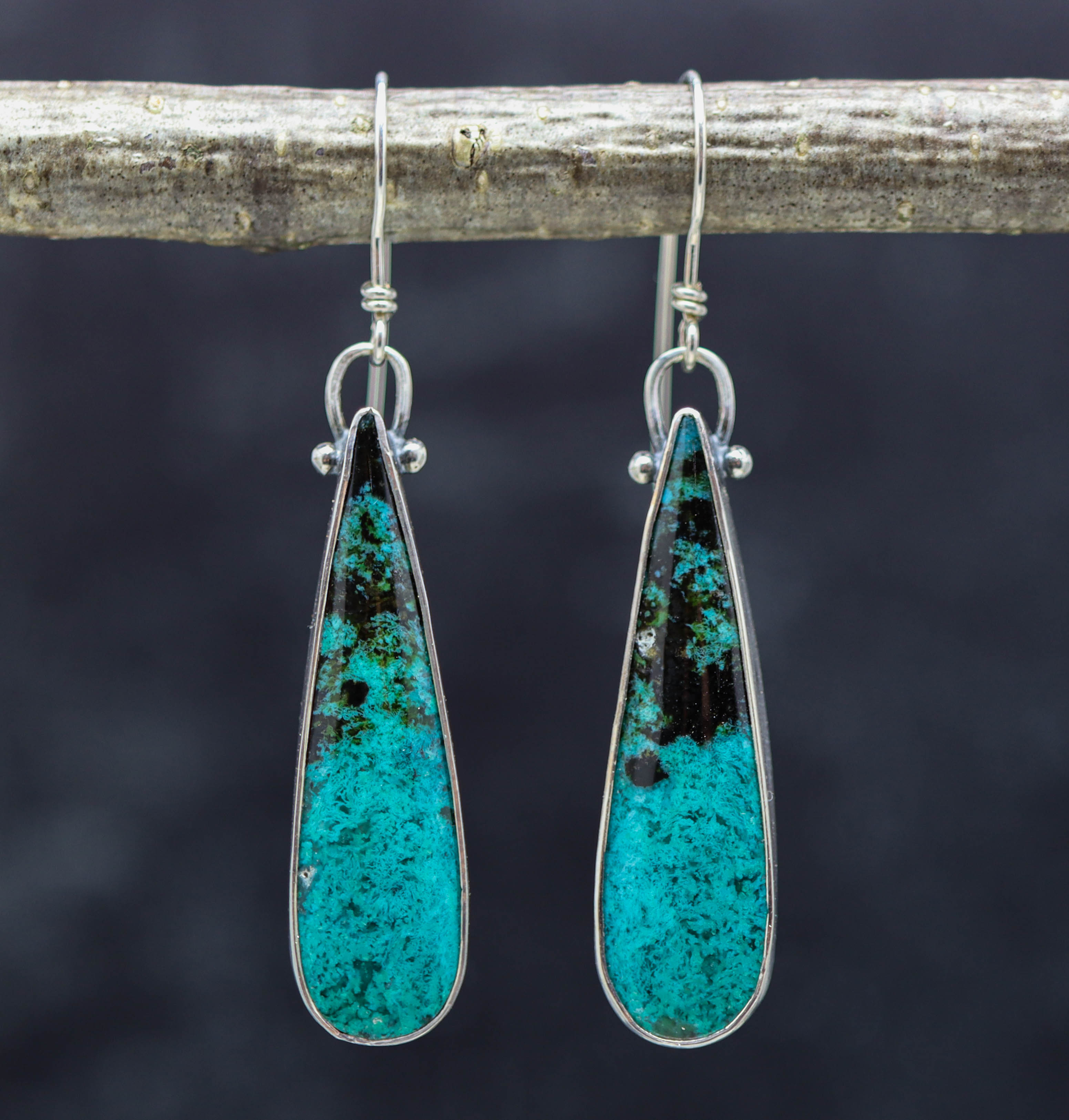 Chrysocolla Earrings Sterling Silver