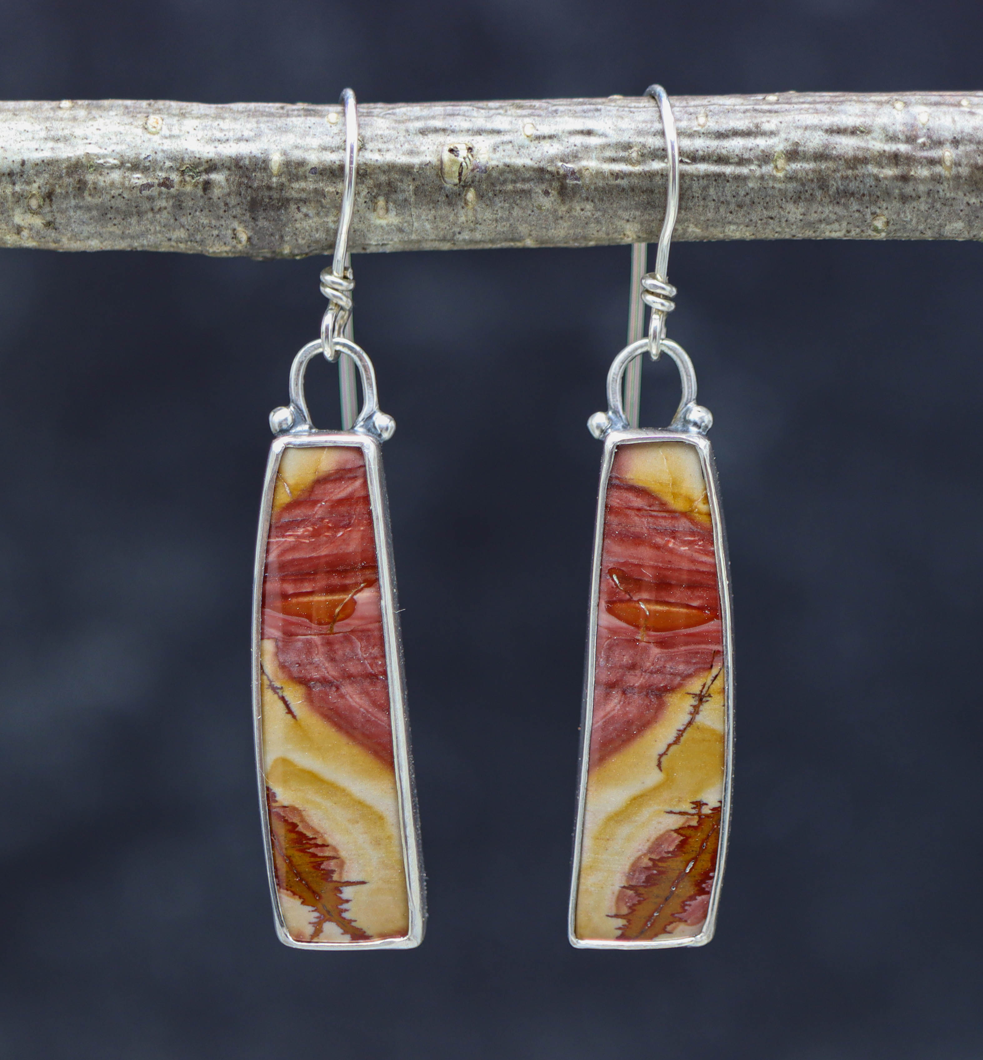 Red Falcon Jasper Dangle Earrings Sterling Silver