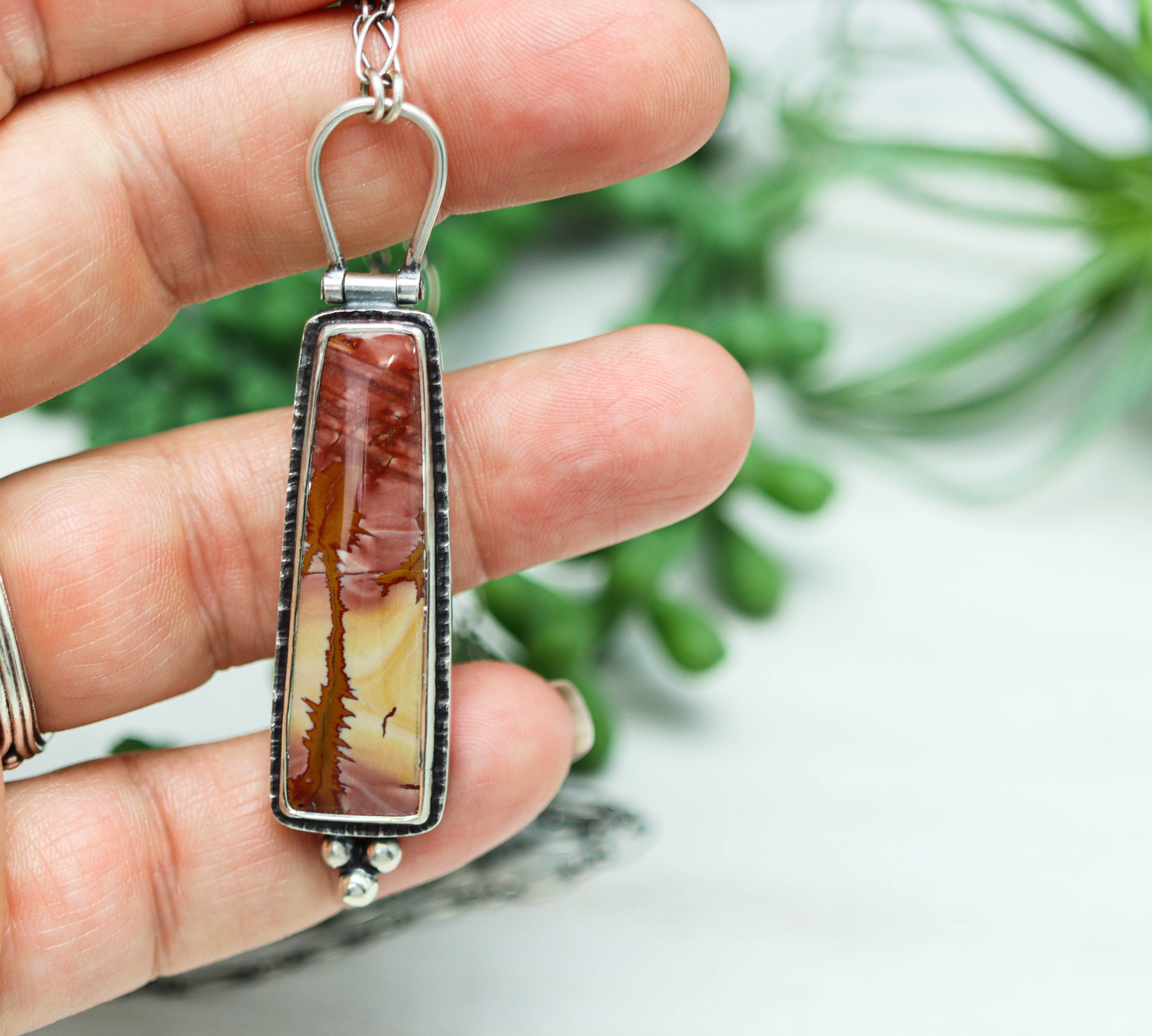 Red Falcon Jasper Pendant Sterling Silver One Of a Kind Gemstone Necklace