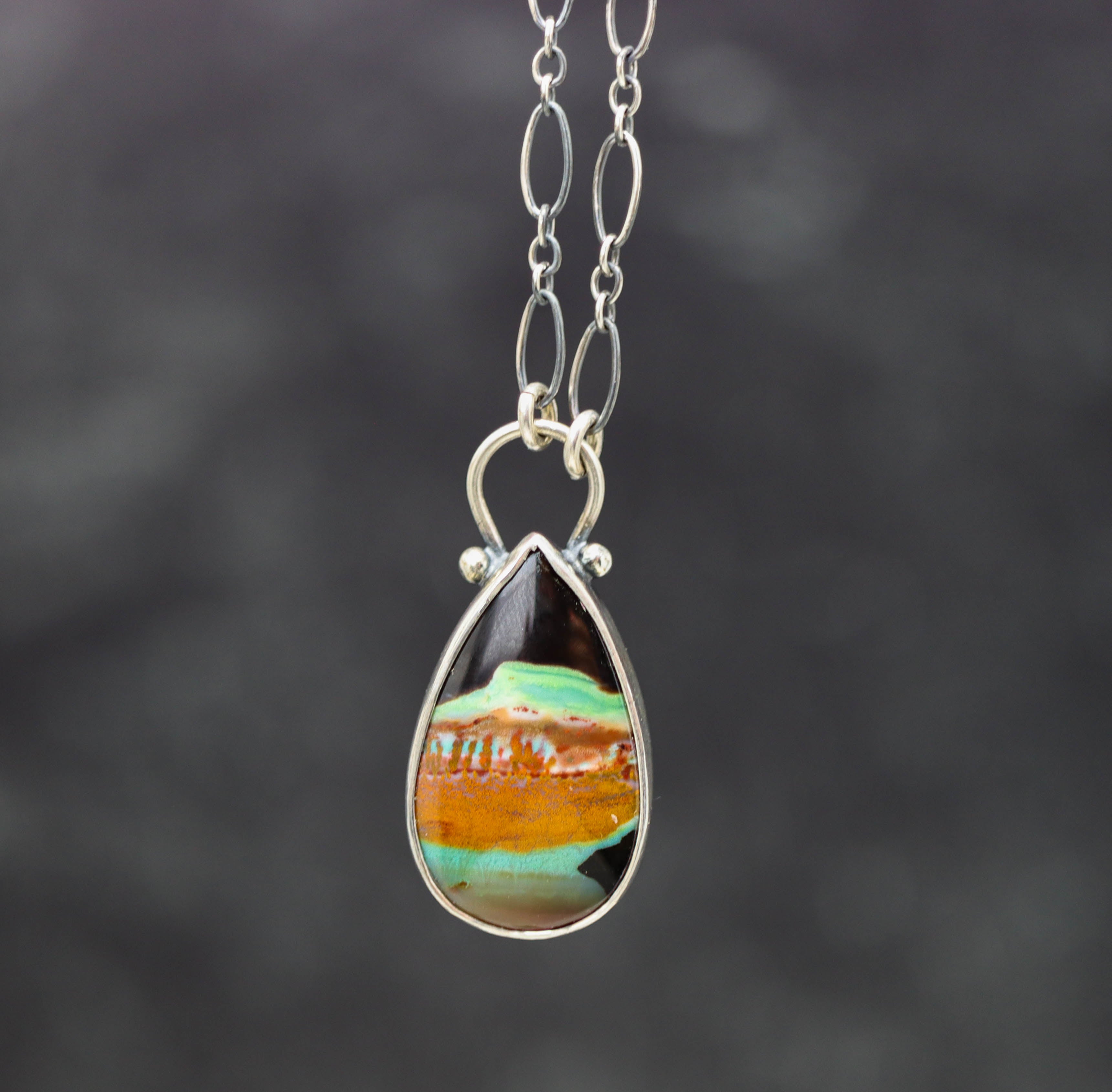 Petrified Opal Wood Pendant Sterling Silver Gemstone Necklace