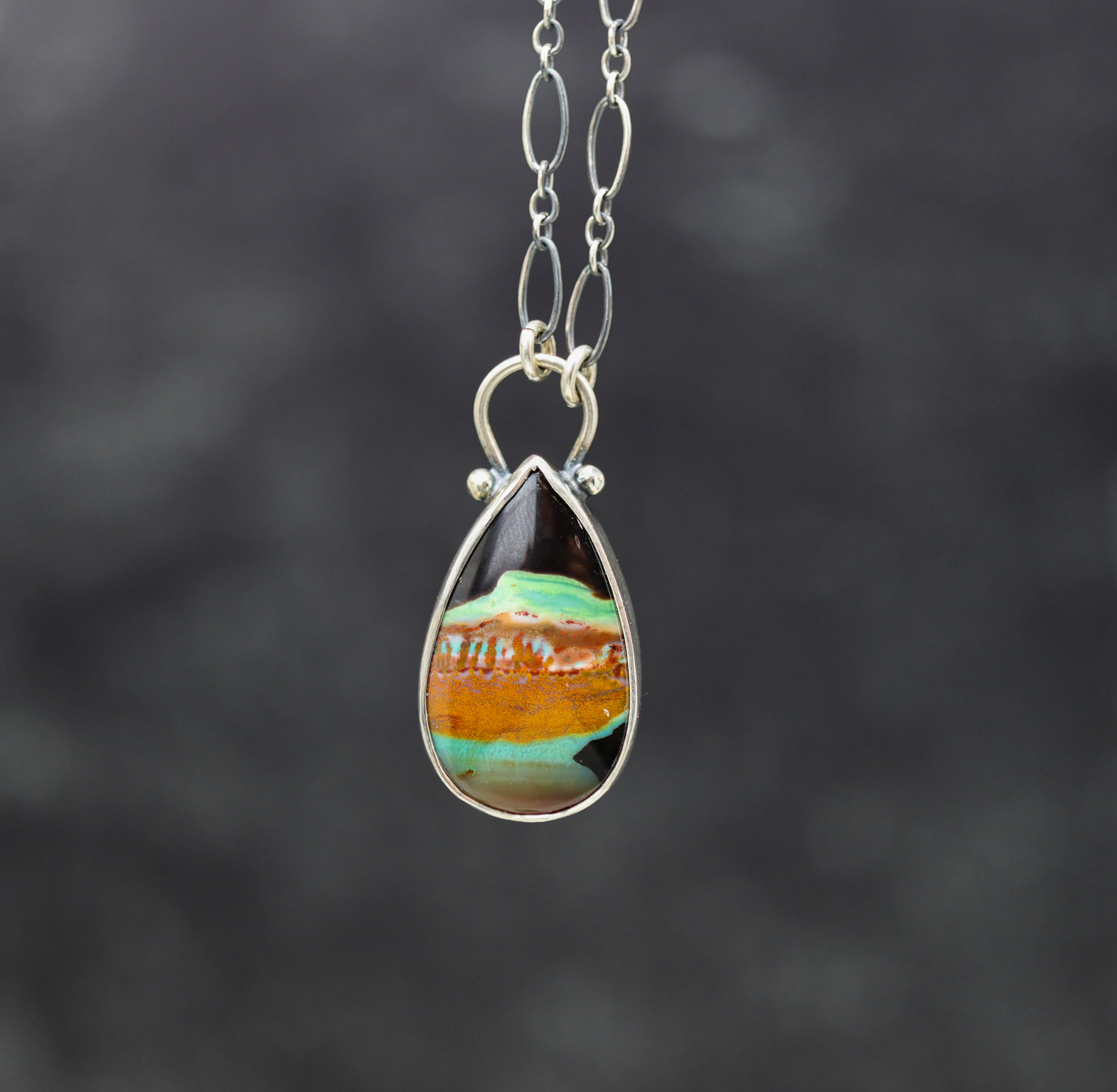 Petrified Opal Wood Pendant Sterling Silver Gemstone Necklace