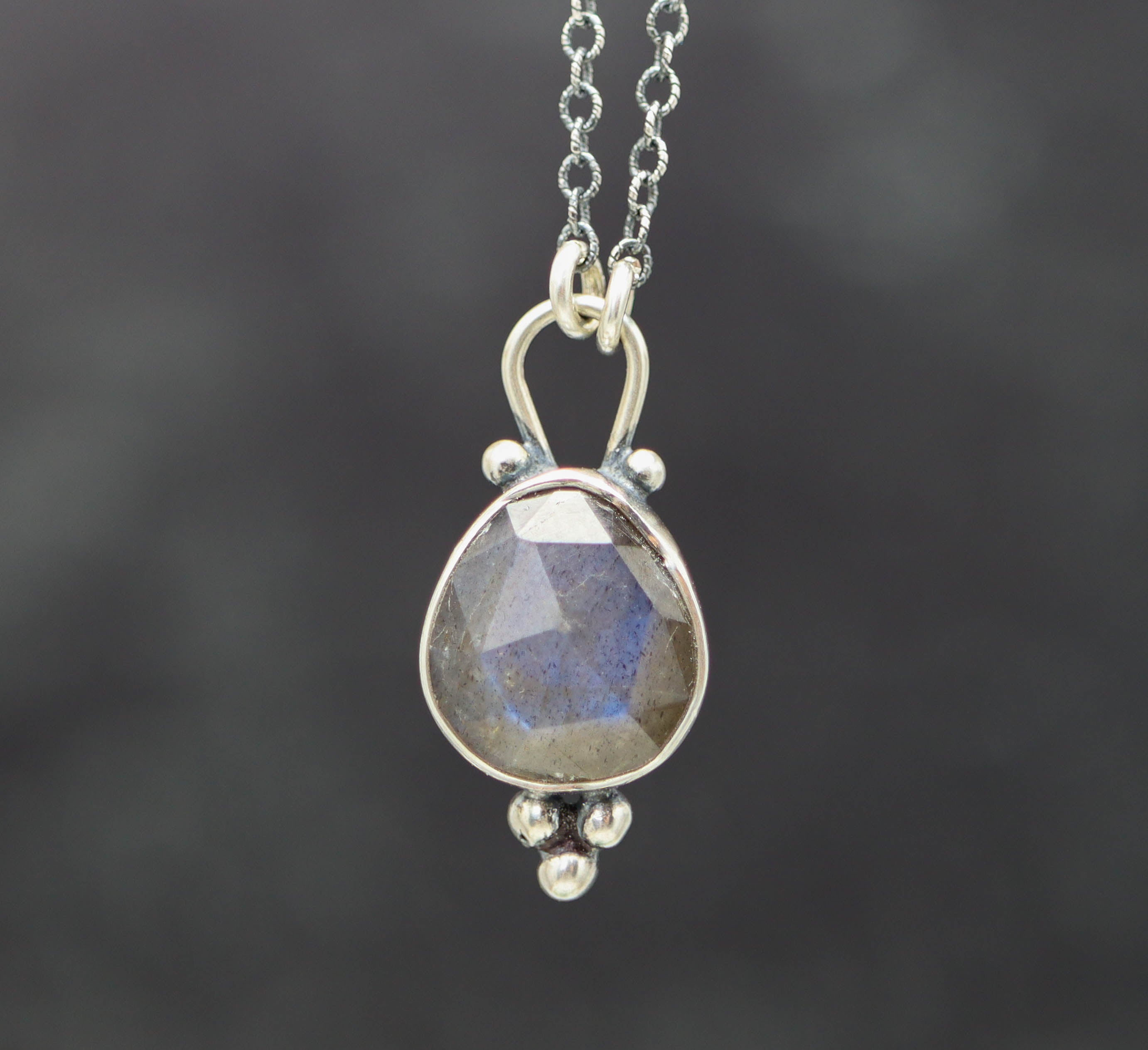 Labradorite Pendant Necklace Sterling Silver