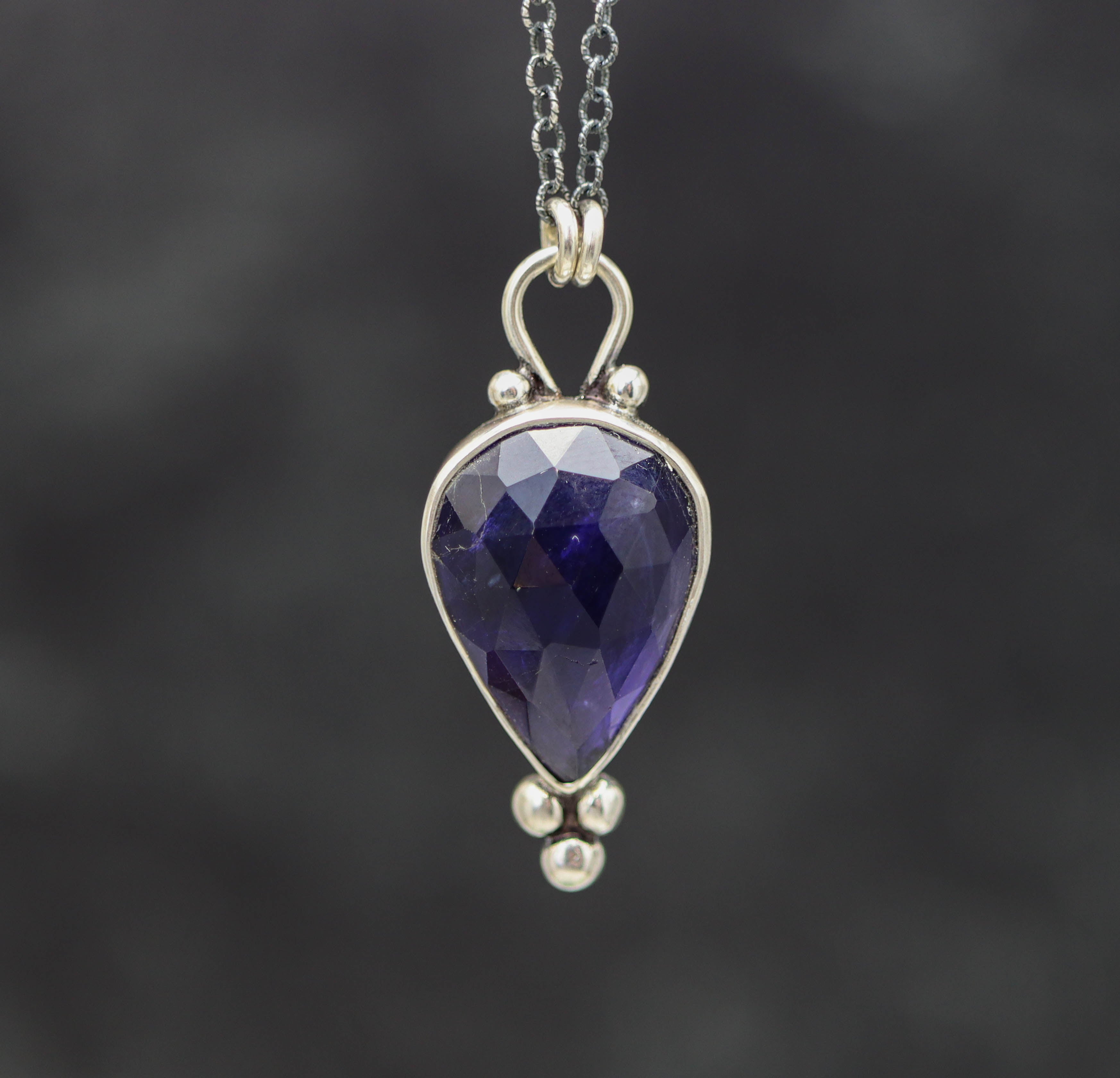 Iolite Pendant Necklace Sterling Silver