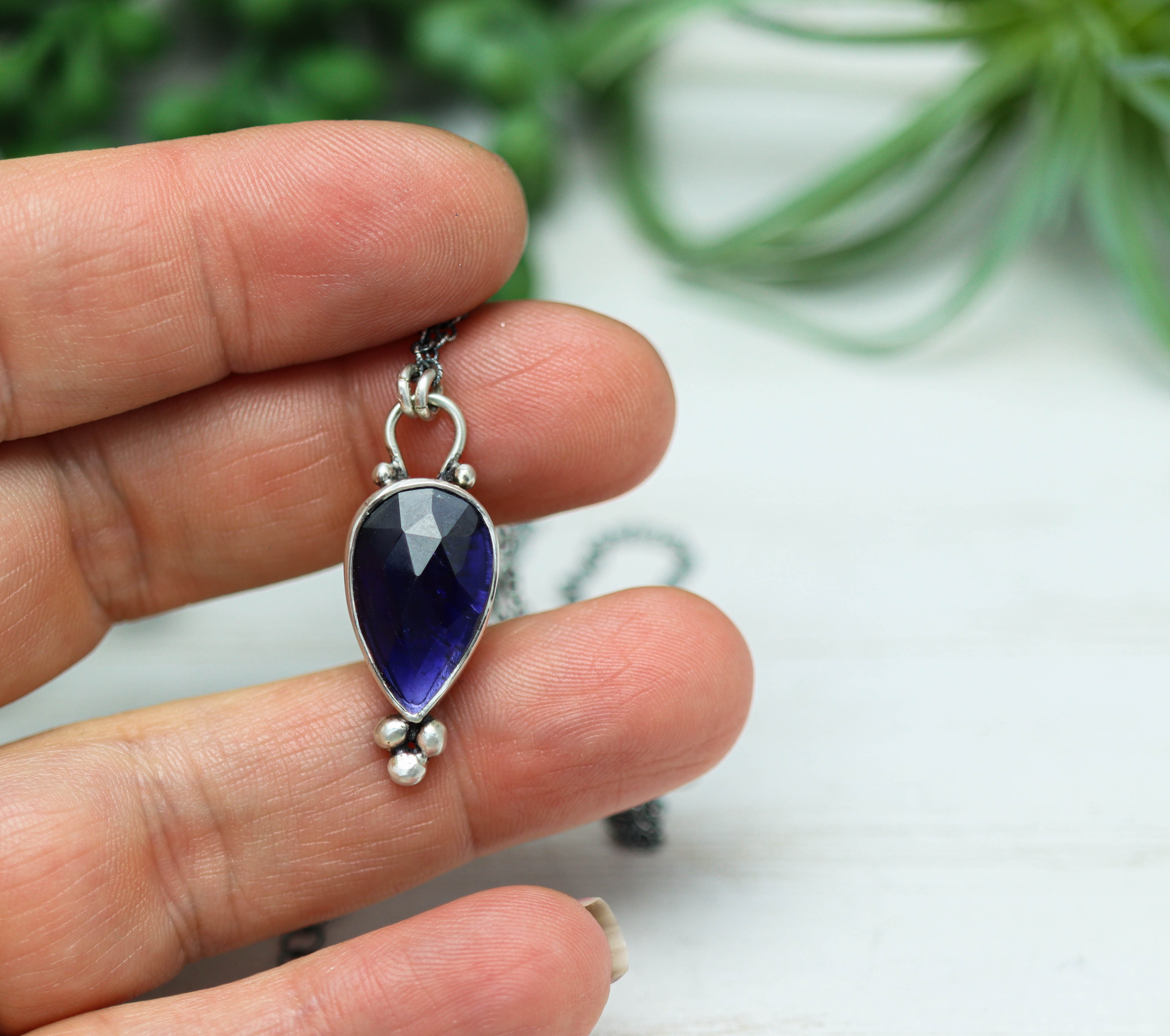 Iolite Pendant Necklace Sterling Silver