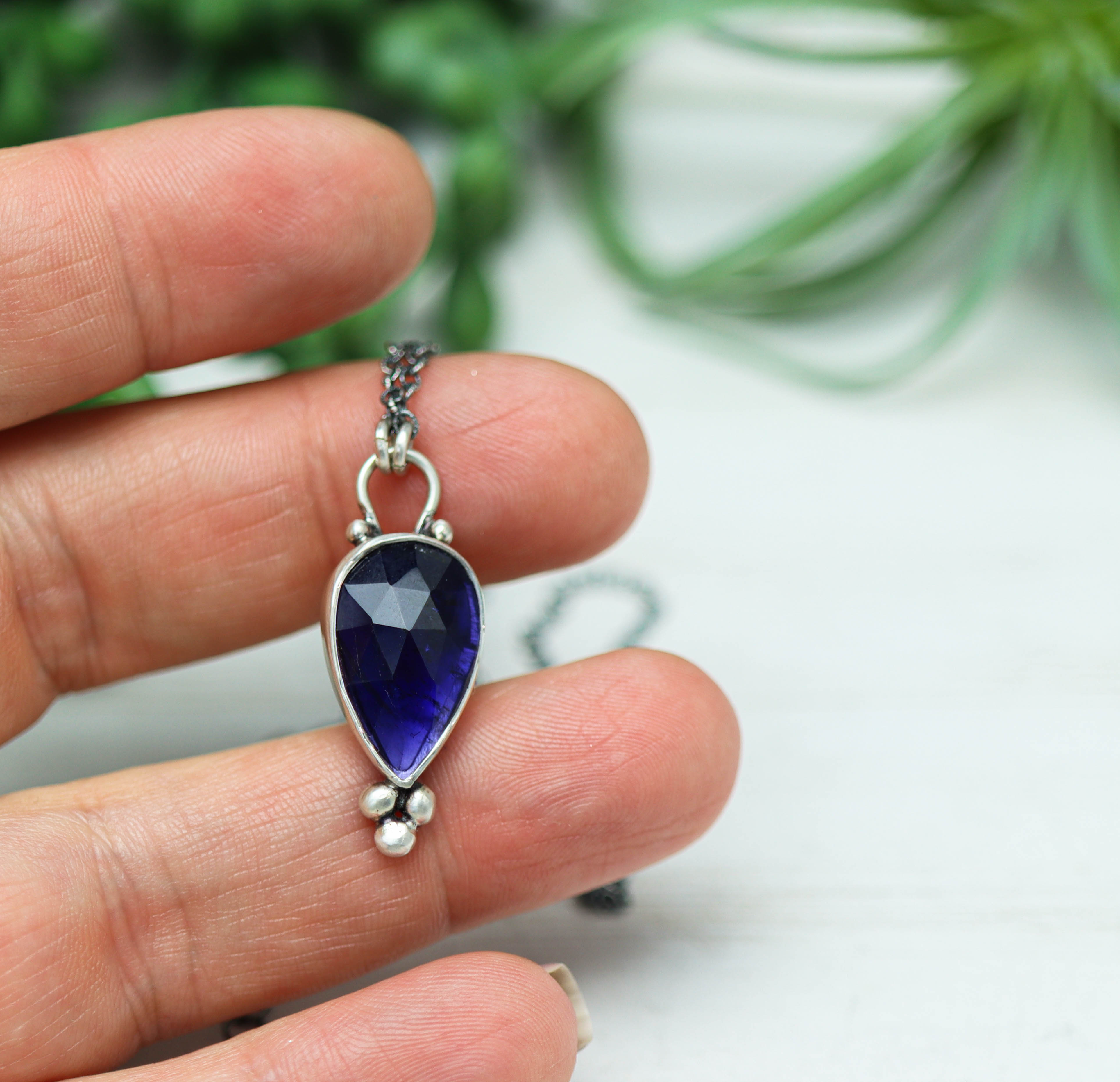 Iolite Pendant Necklace Sterling Silver