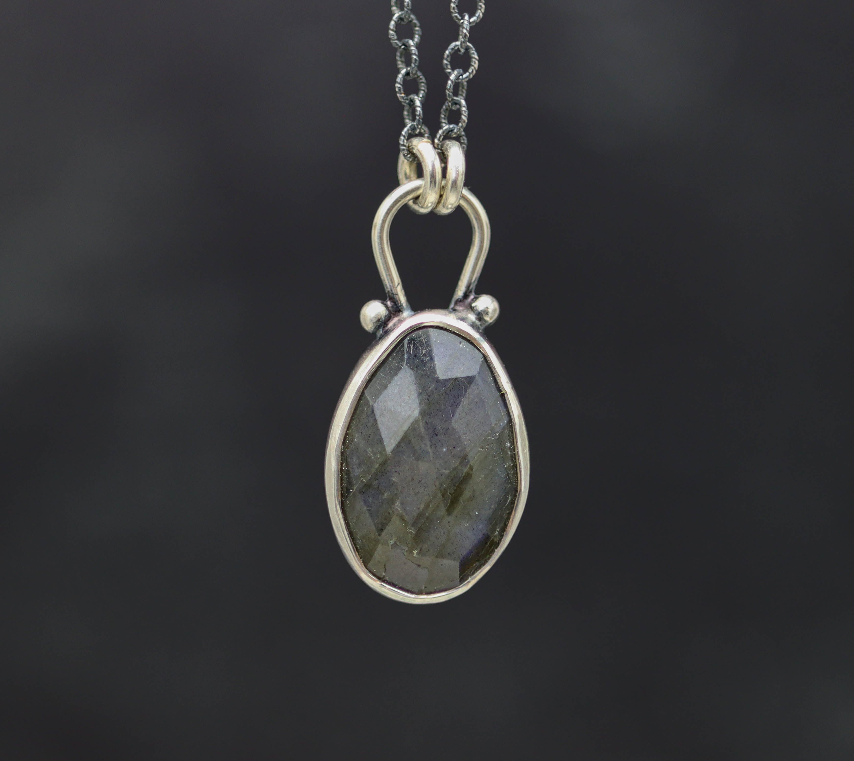 Labradorite Pendant Necklace Sterling Silver