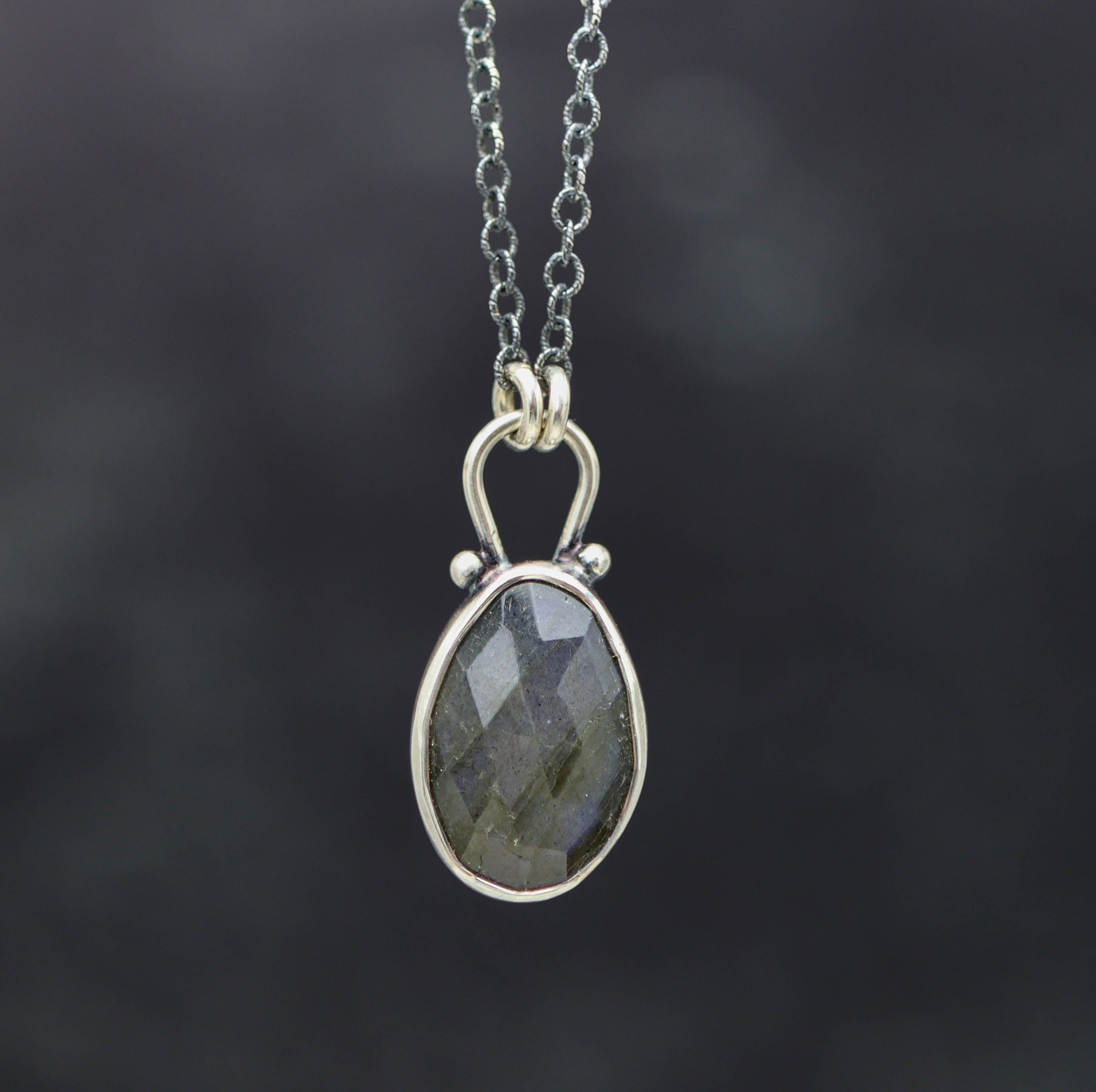 Labradorite Pendant Necklace Sterling Silver