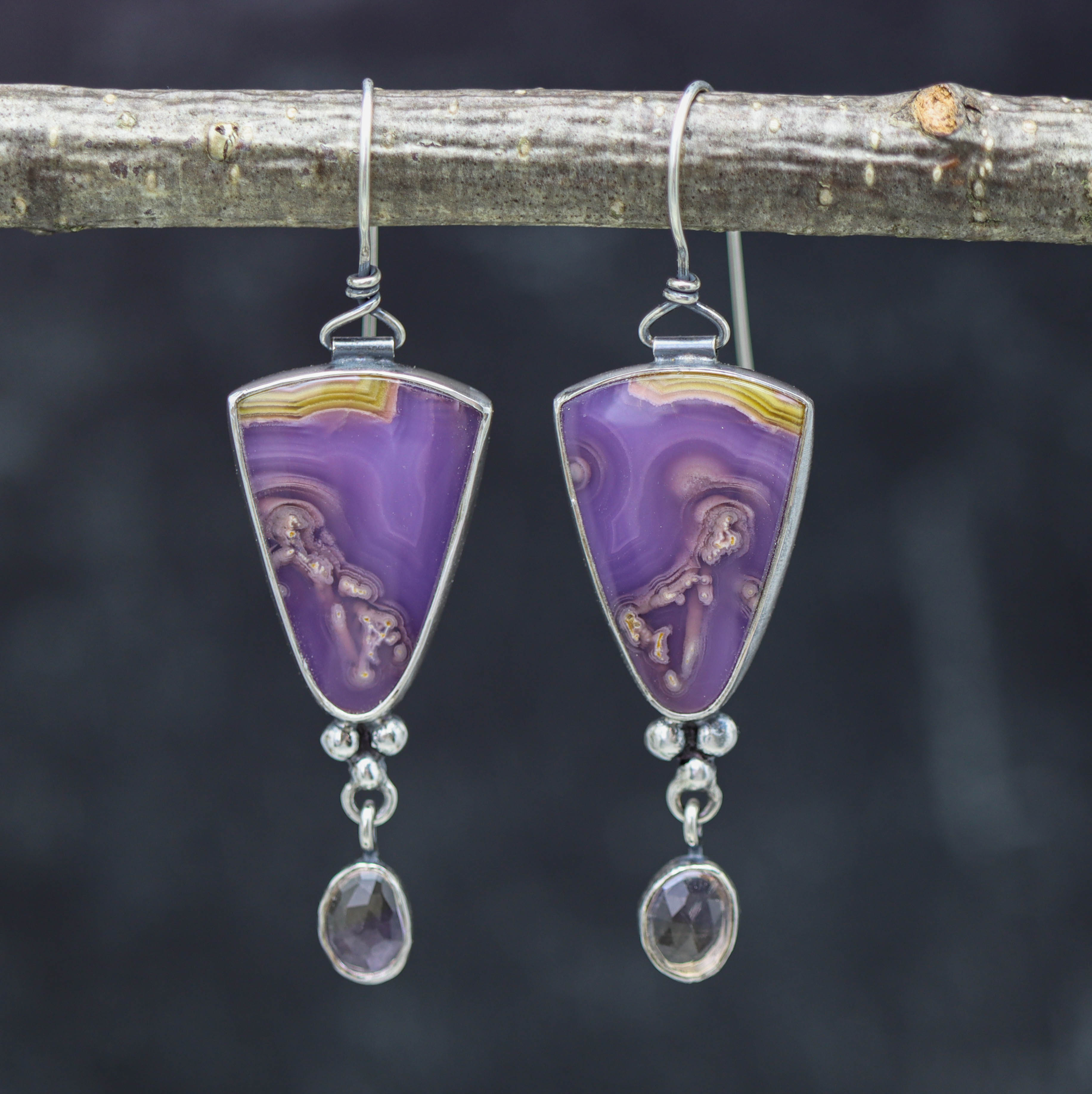 Agua Nueva and Ametrine Dangle Earrings Sterling Silver