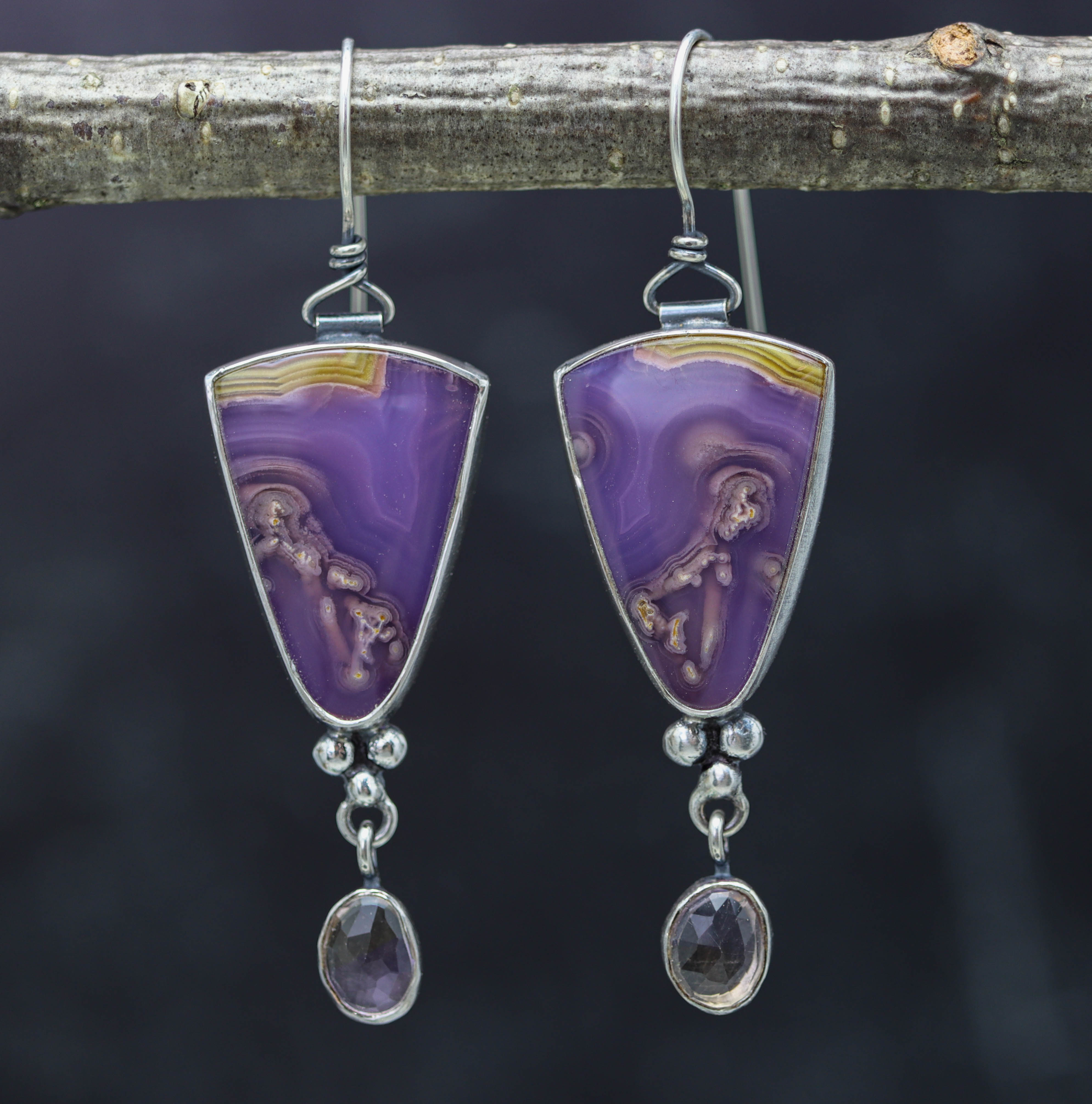 Agua Nueva and Ametrine Dangle Earrings Sterling Silver