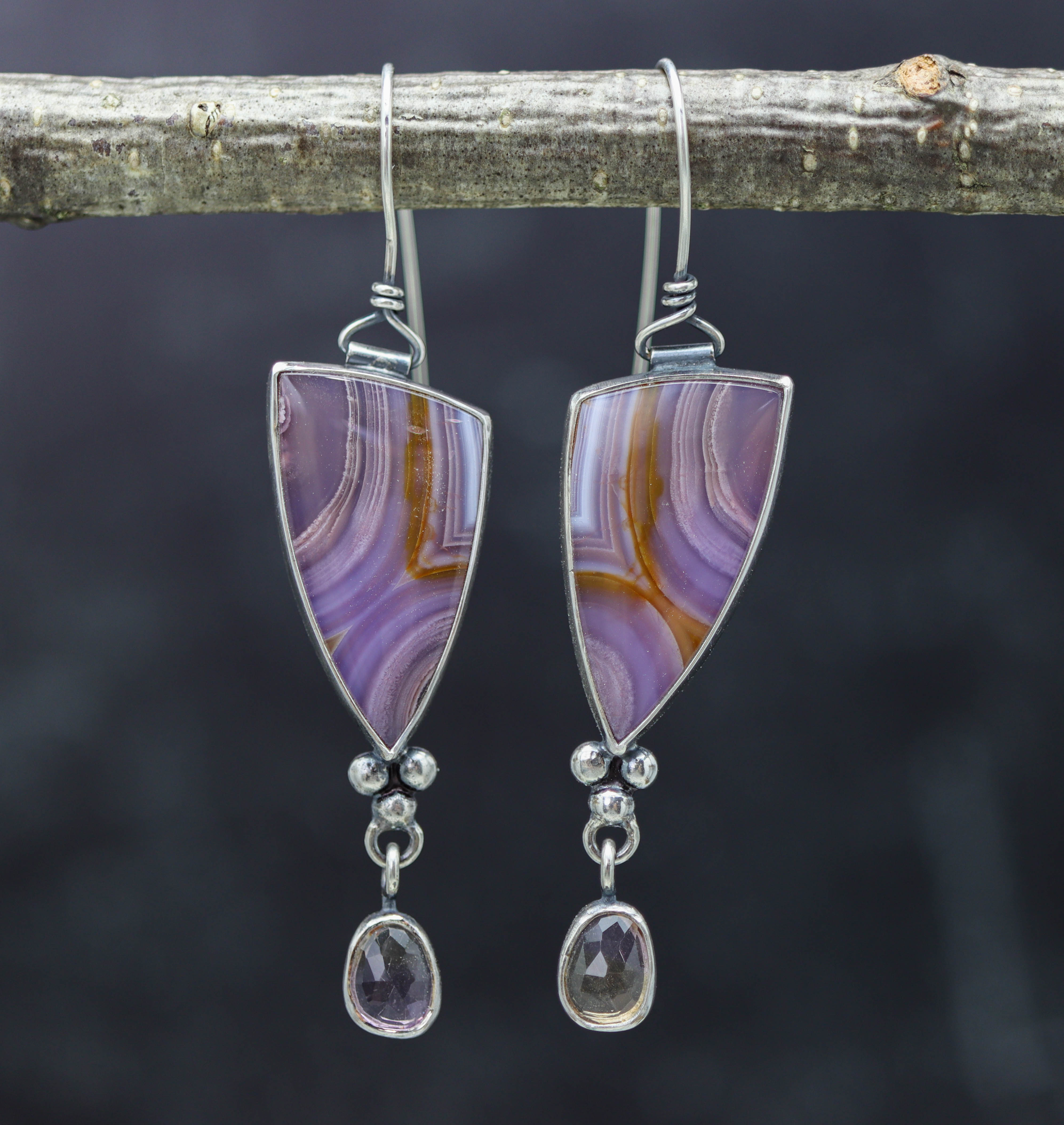 Agua Nueva and Ametrine Dangle Earrings Sterling Silver