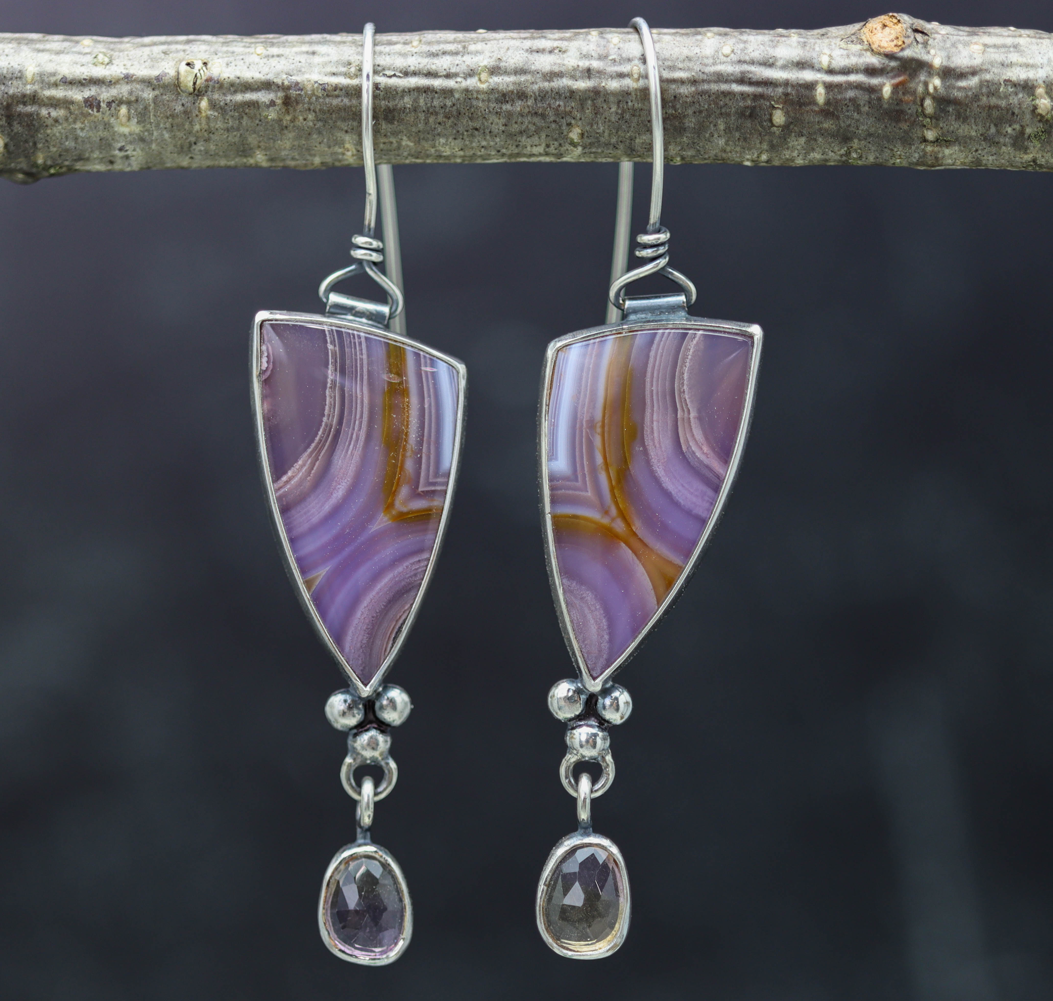 Agua Nueva and Ametrine Dangle Earrings Sterling Silver