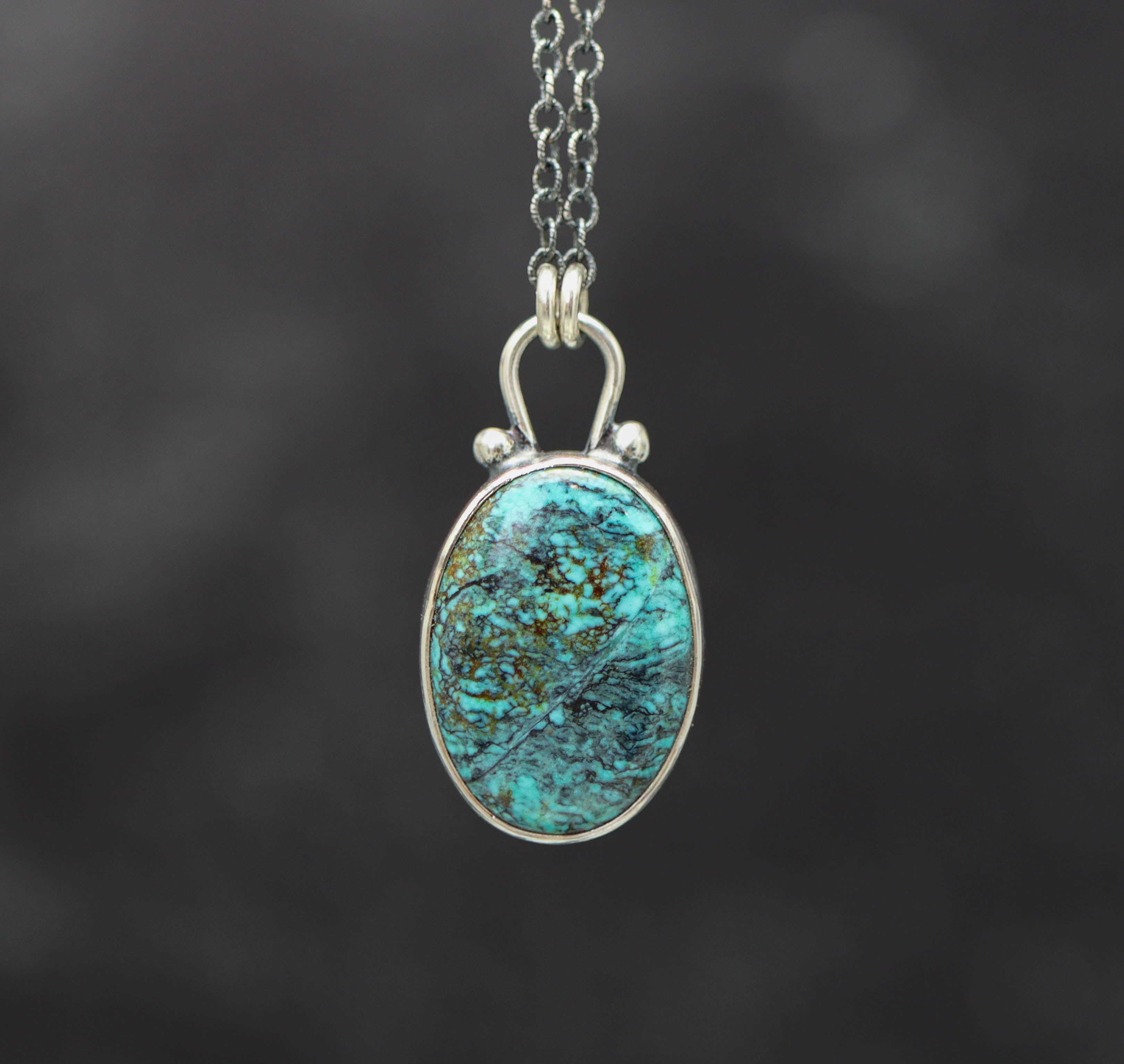 Hubei Turquoise Pendant Necklace Sterling Silver