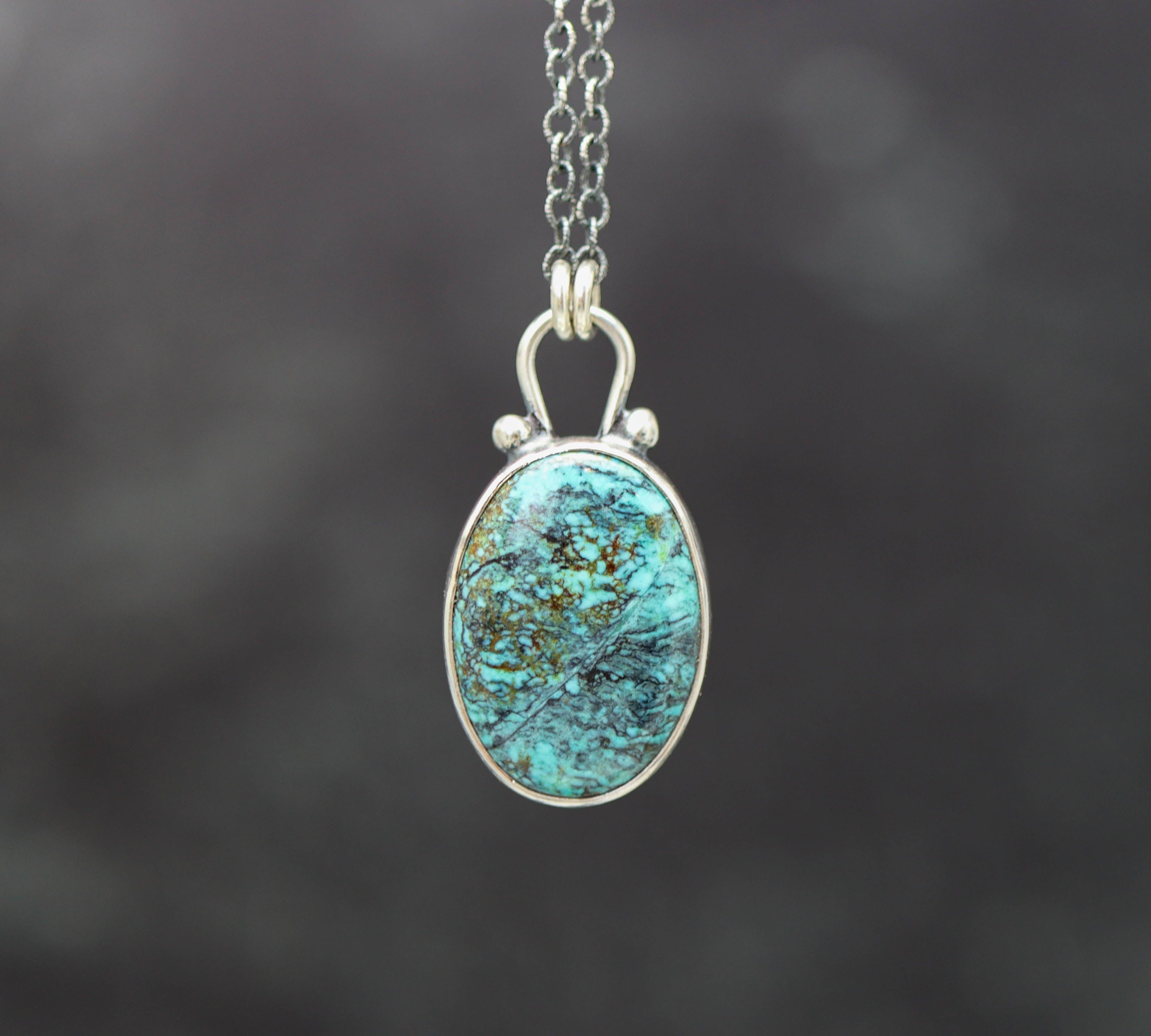 Hubei Turquoise Pendant Necklace Sterling Silver