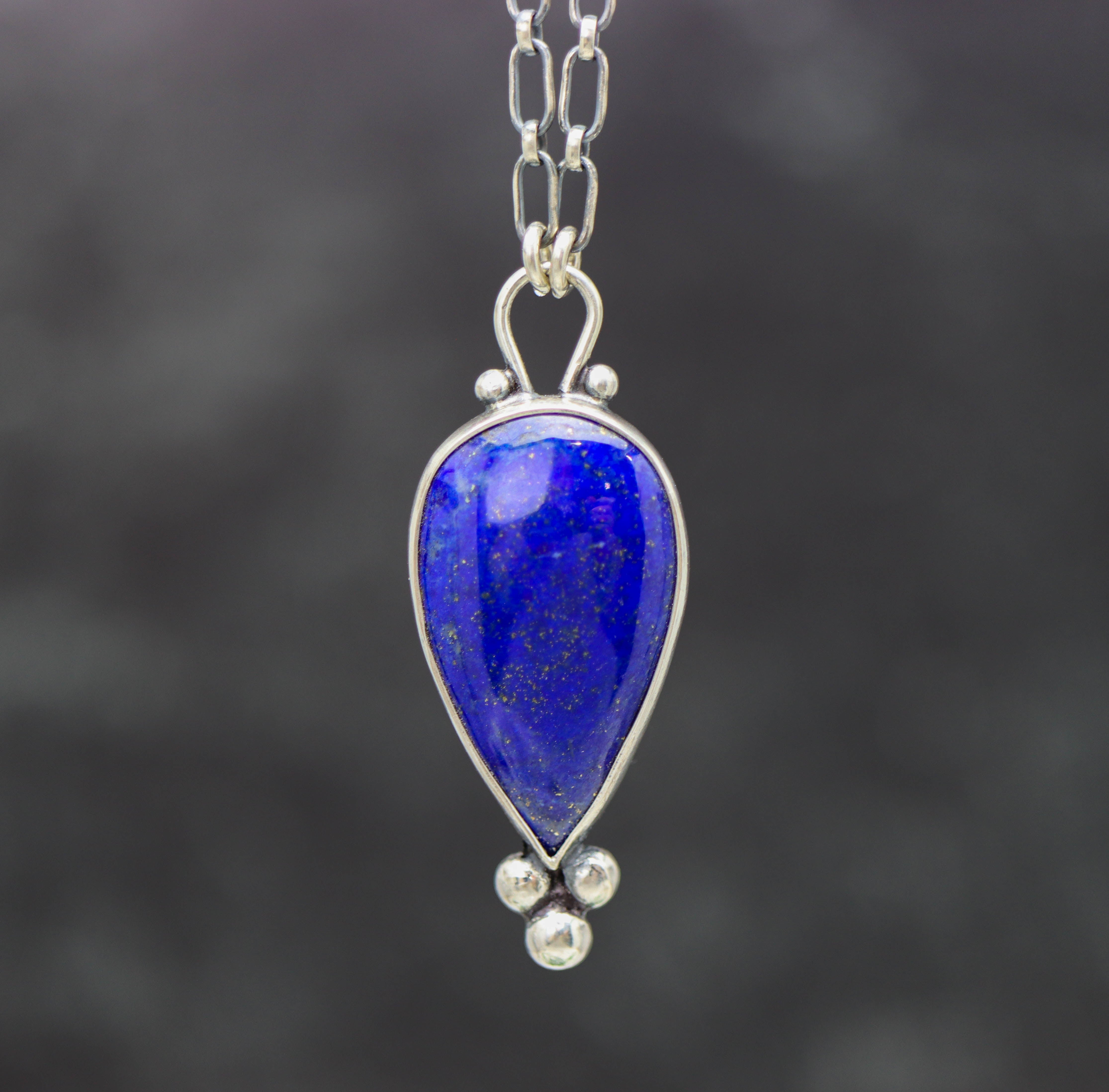 Blue Lapis Pendant Necklace Sterling Silver