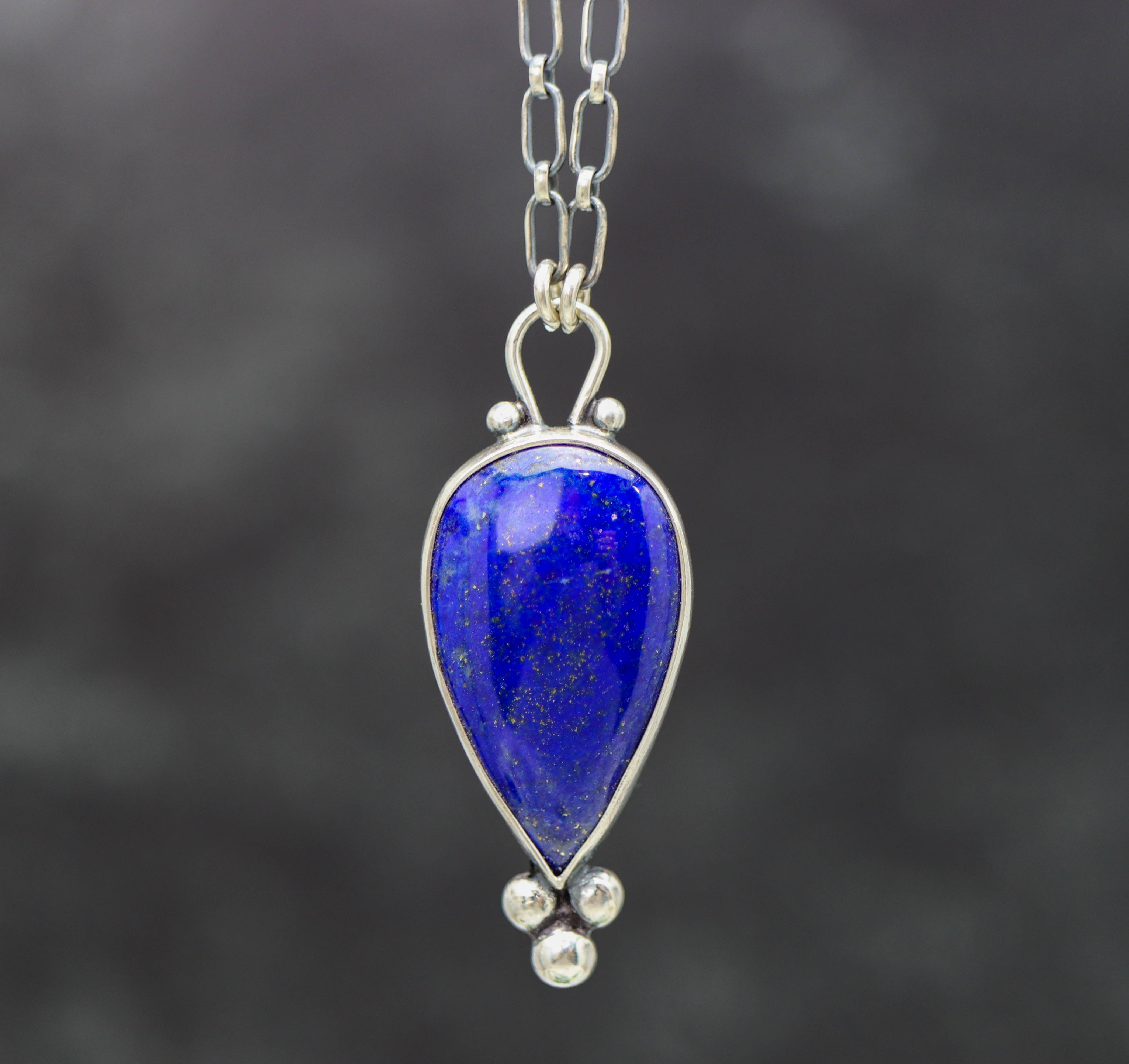 Blue Lapis Pendant Necklace Sterling Silver