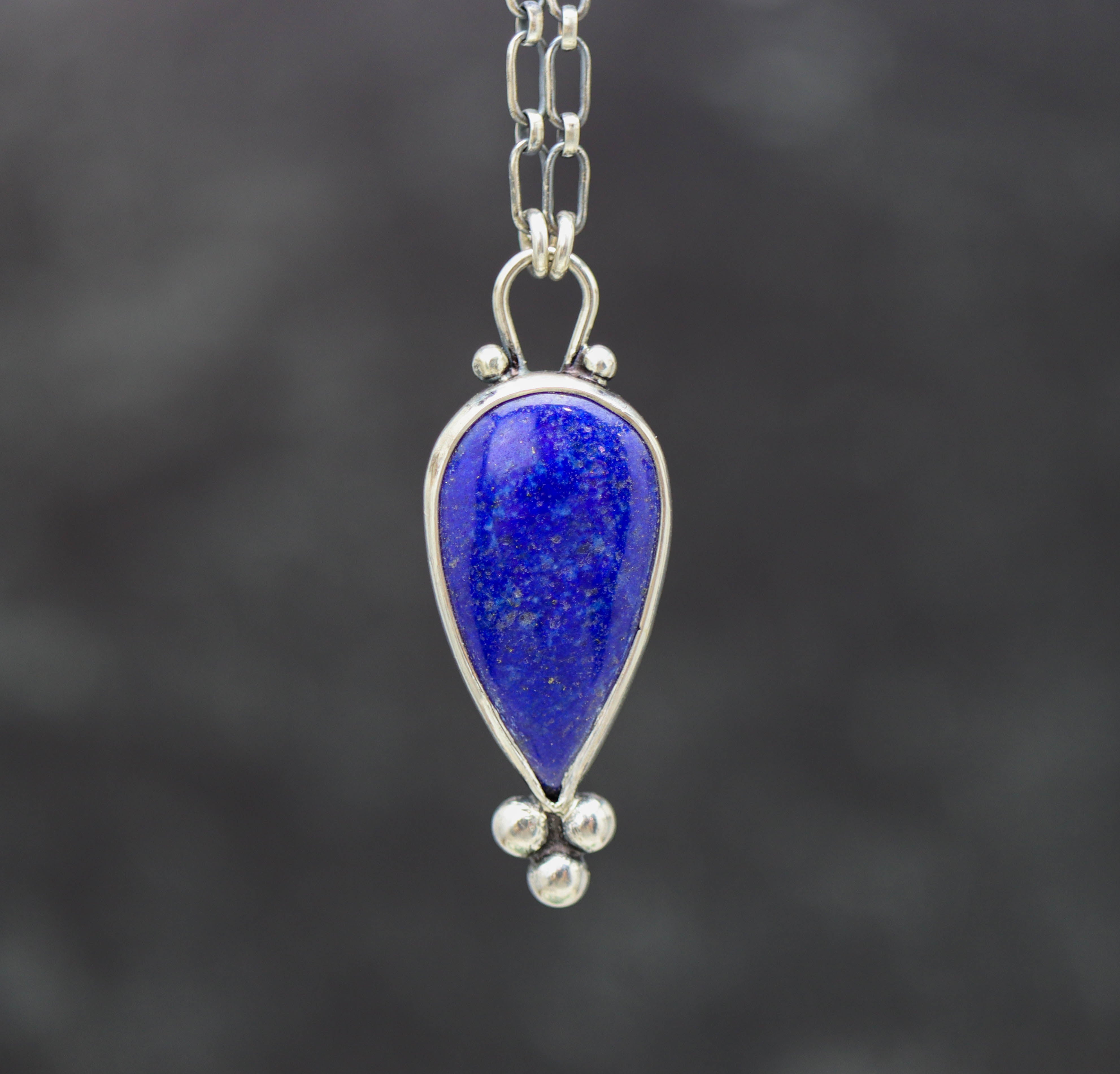 Blue Lapis Pendant Necklace Sterling Silver