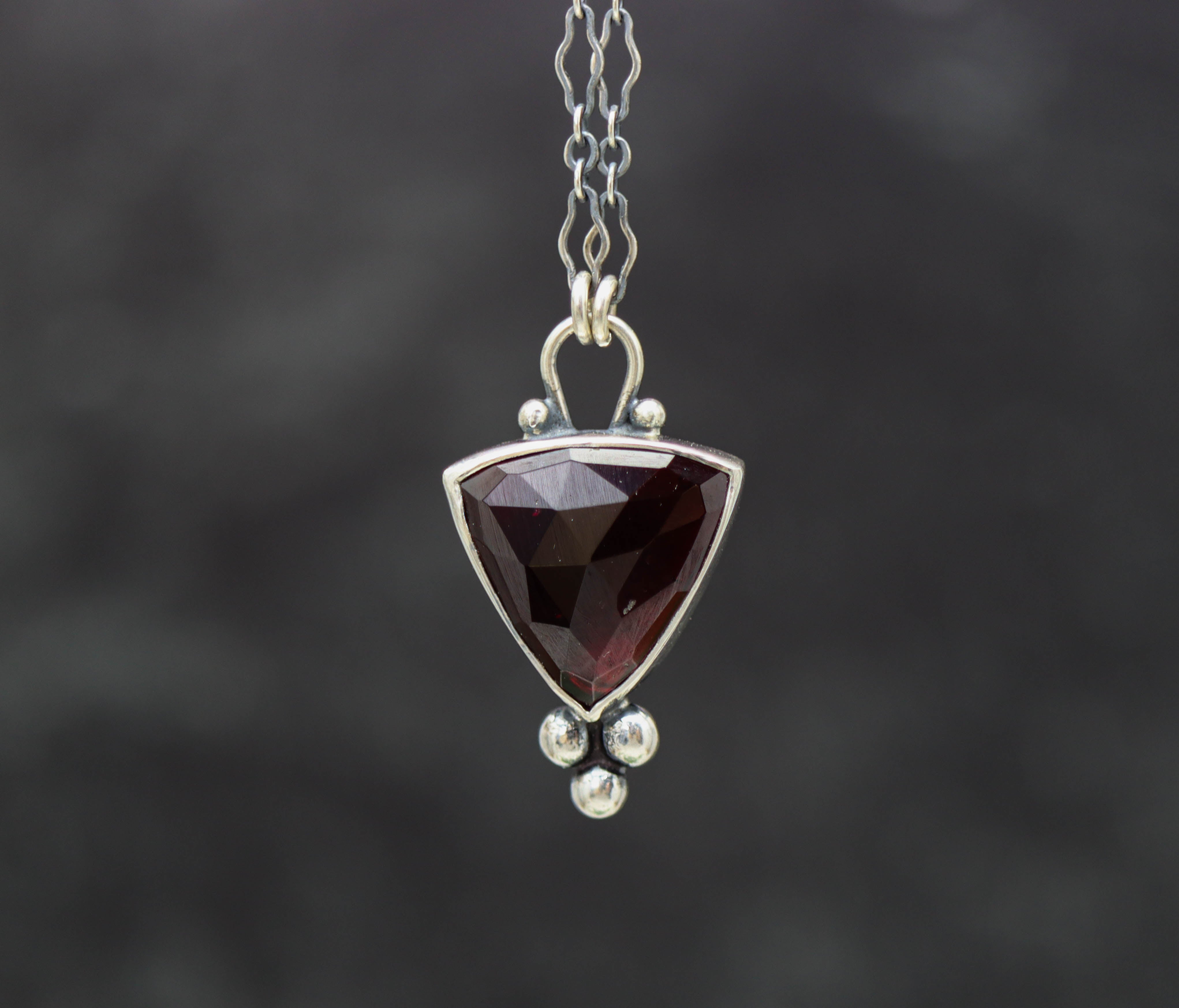 Garnet Pendant Necklace Sterling Silver