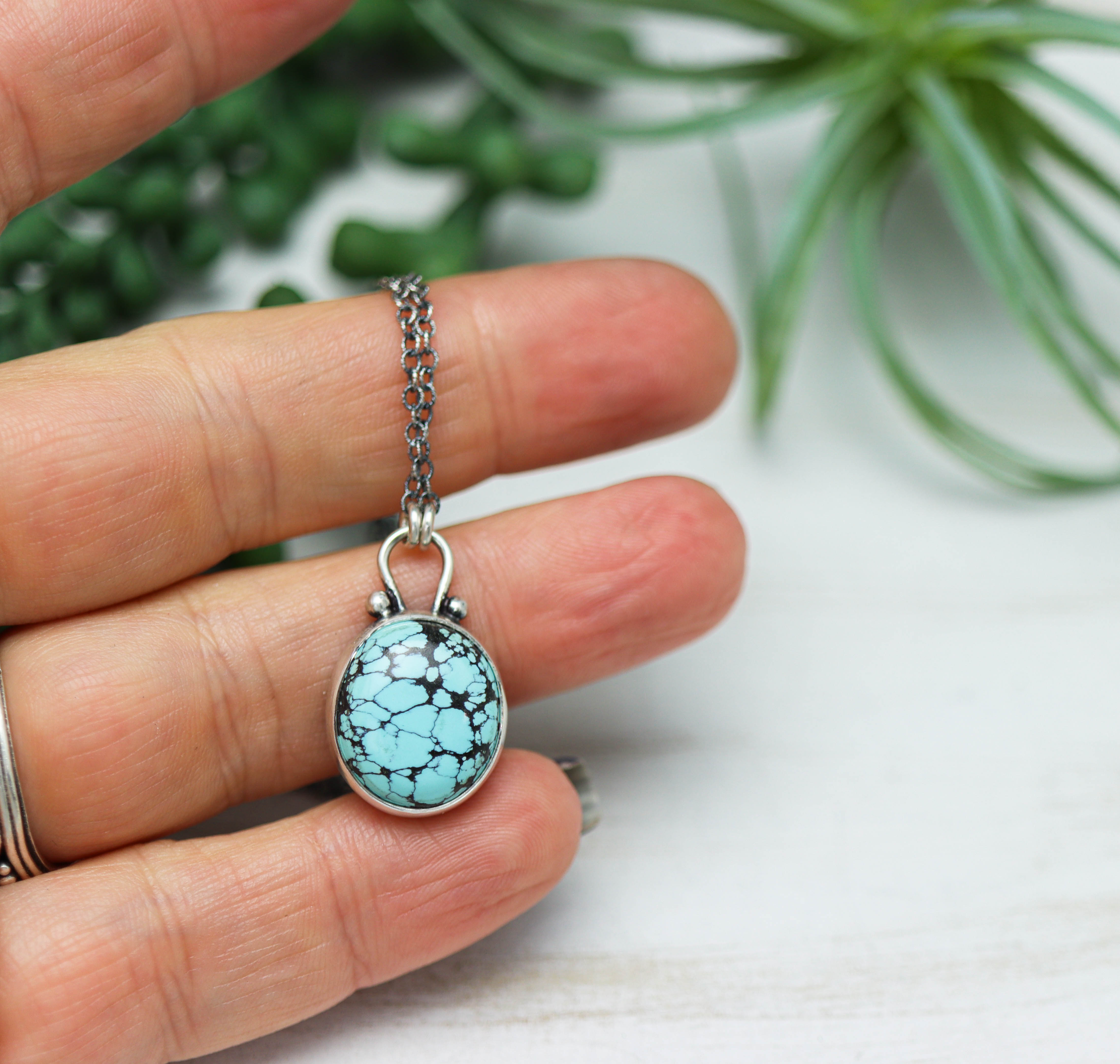 Gobi Turquoise Pendant Necklace Sterling Silver