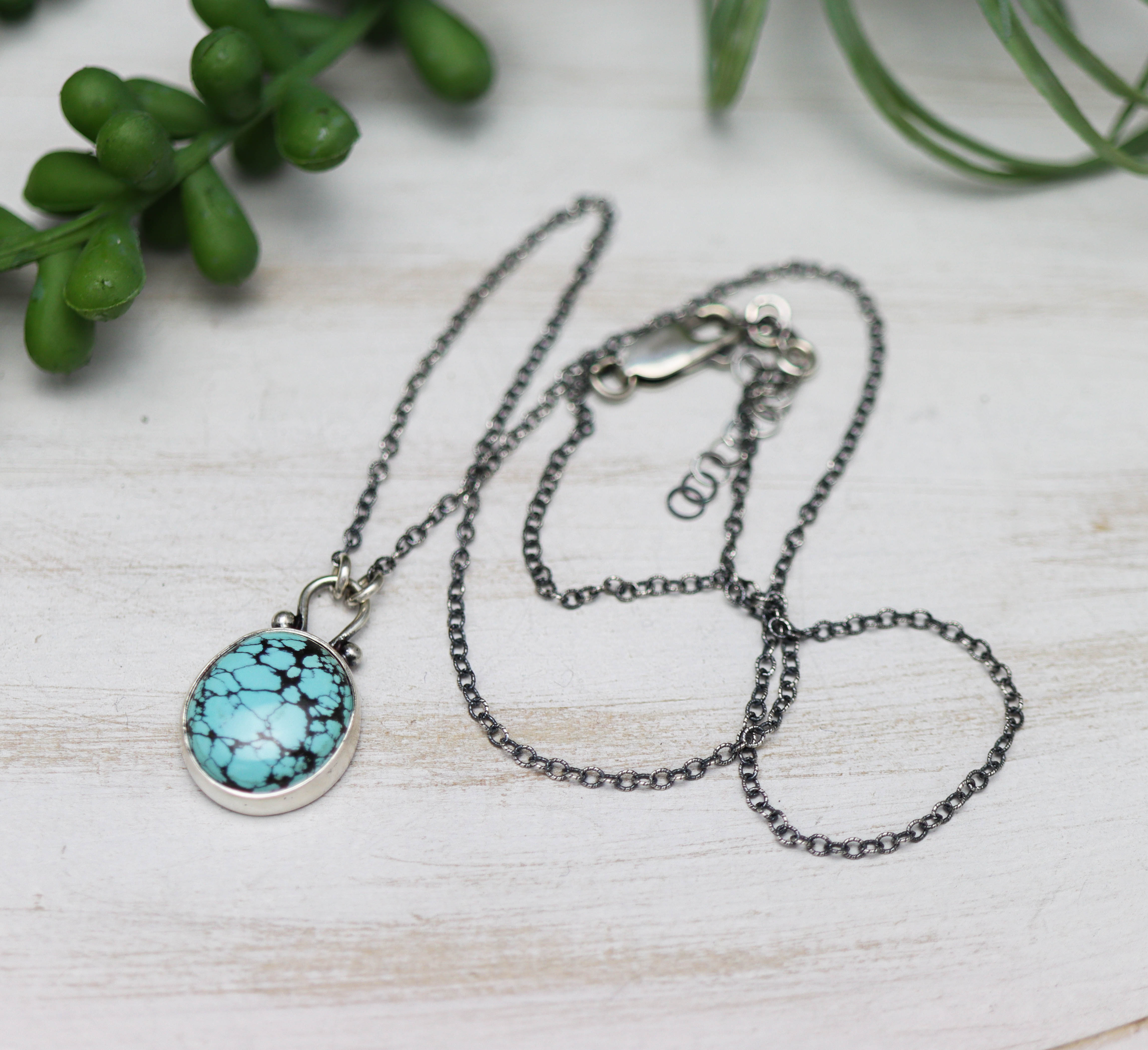 Gobi Turquoise Pendant Necklace Sterling Silver