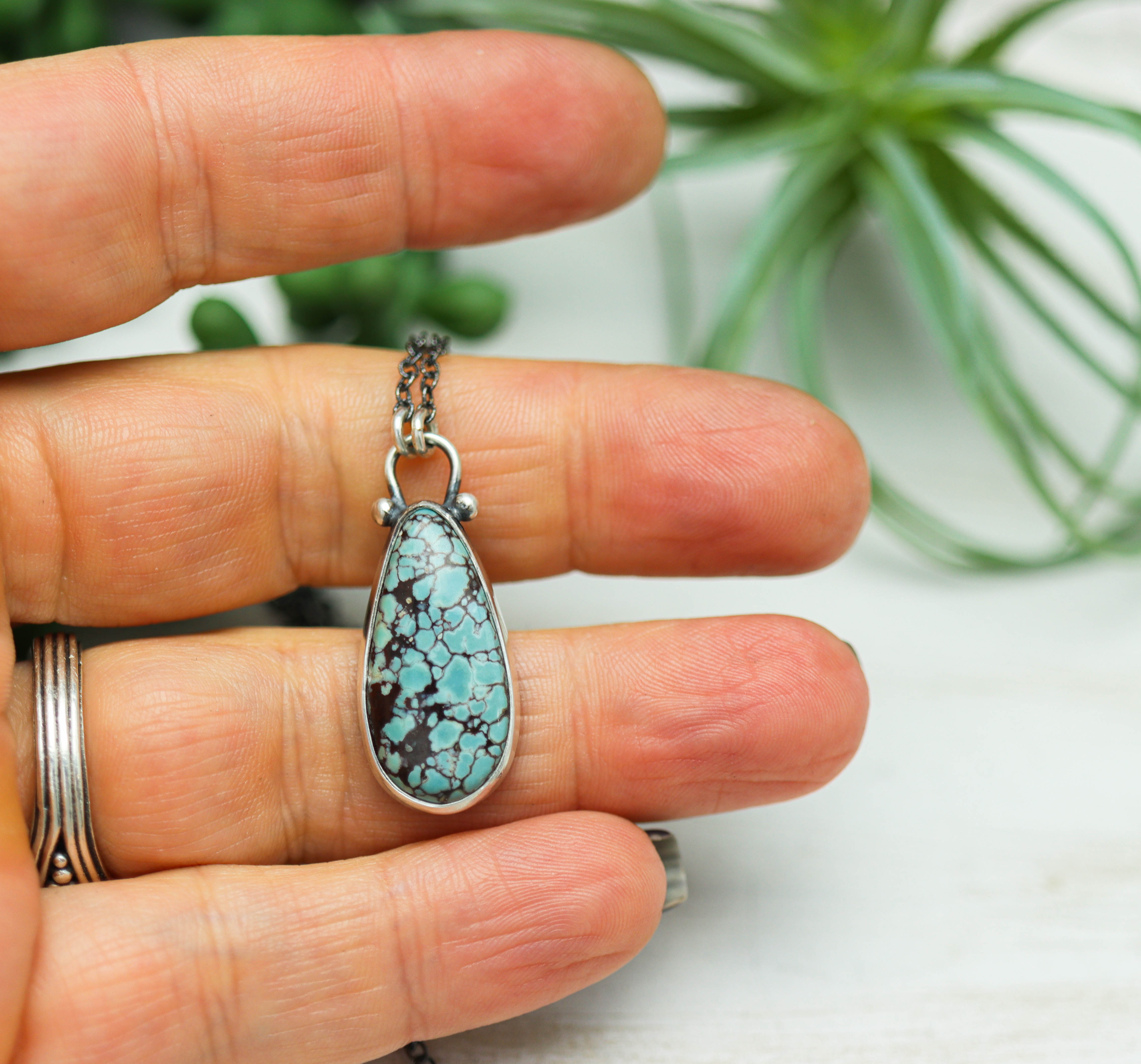 Gobi Turquoise Pendant Necklace Sterling Silver