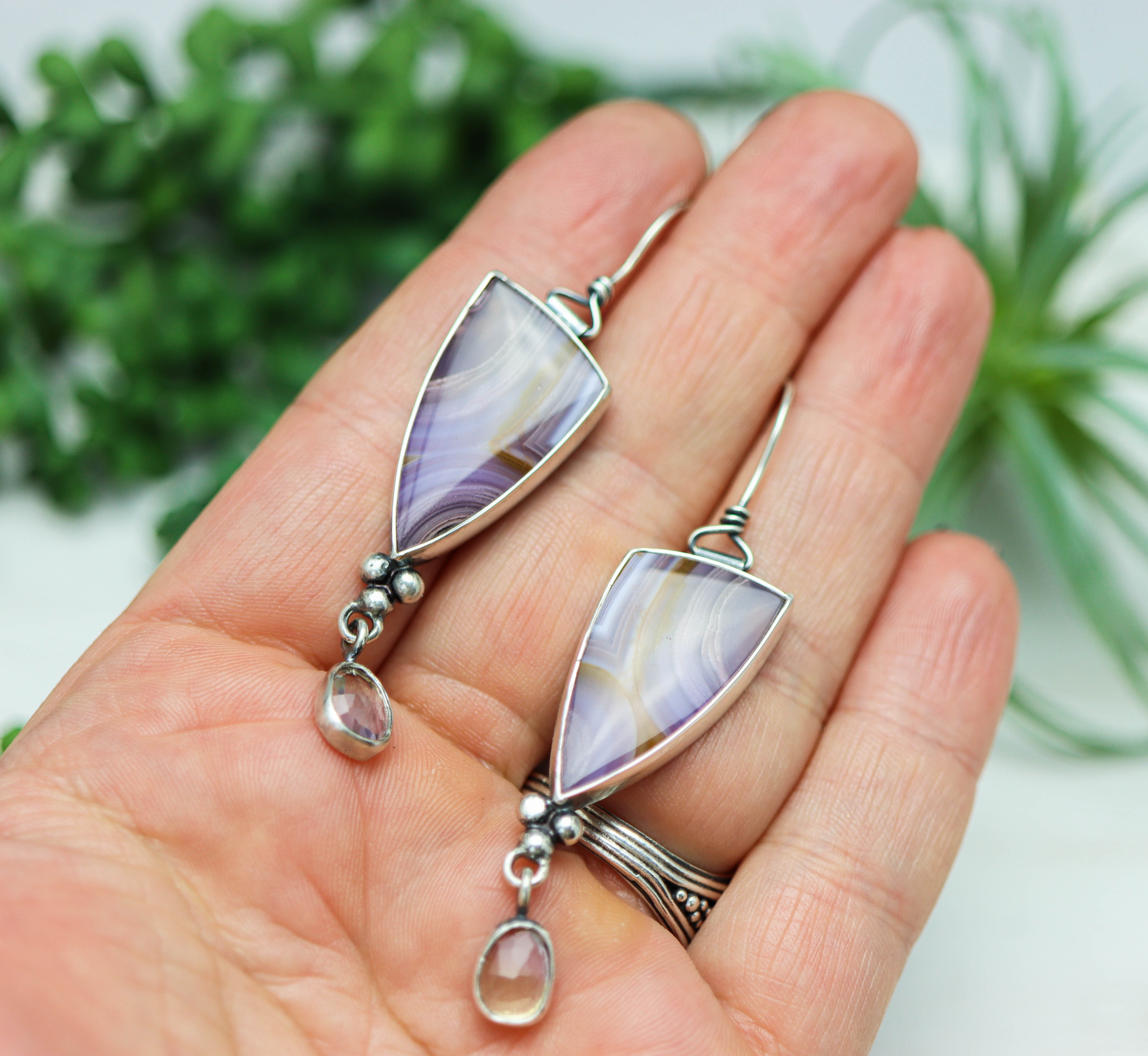 Agua Nueva and Ametrine Dangle Earrings Sterling Silver