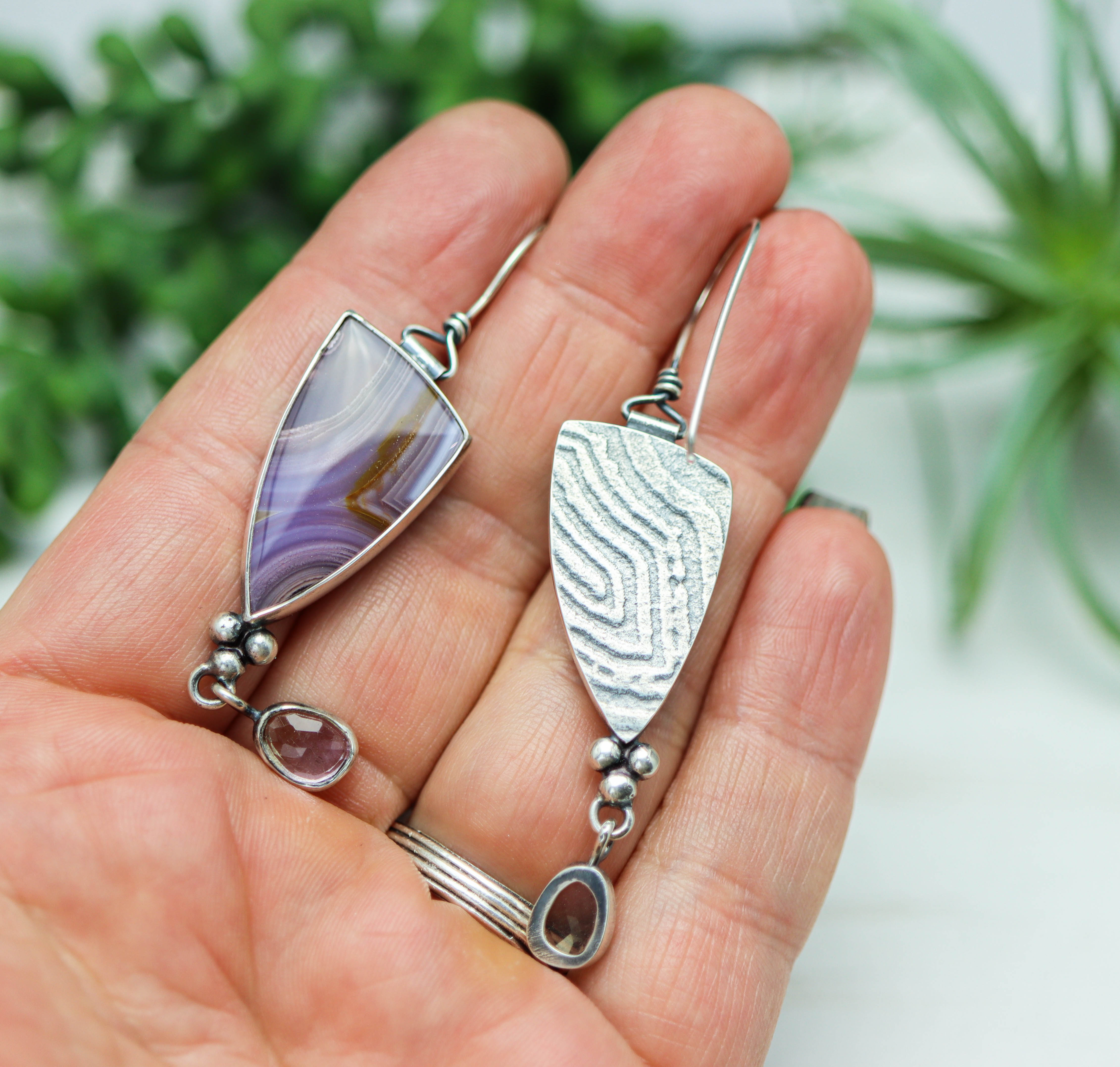 Agua Nueva and Ametrine Dangle Earrings Sterling Silver