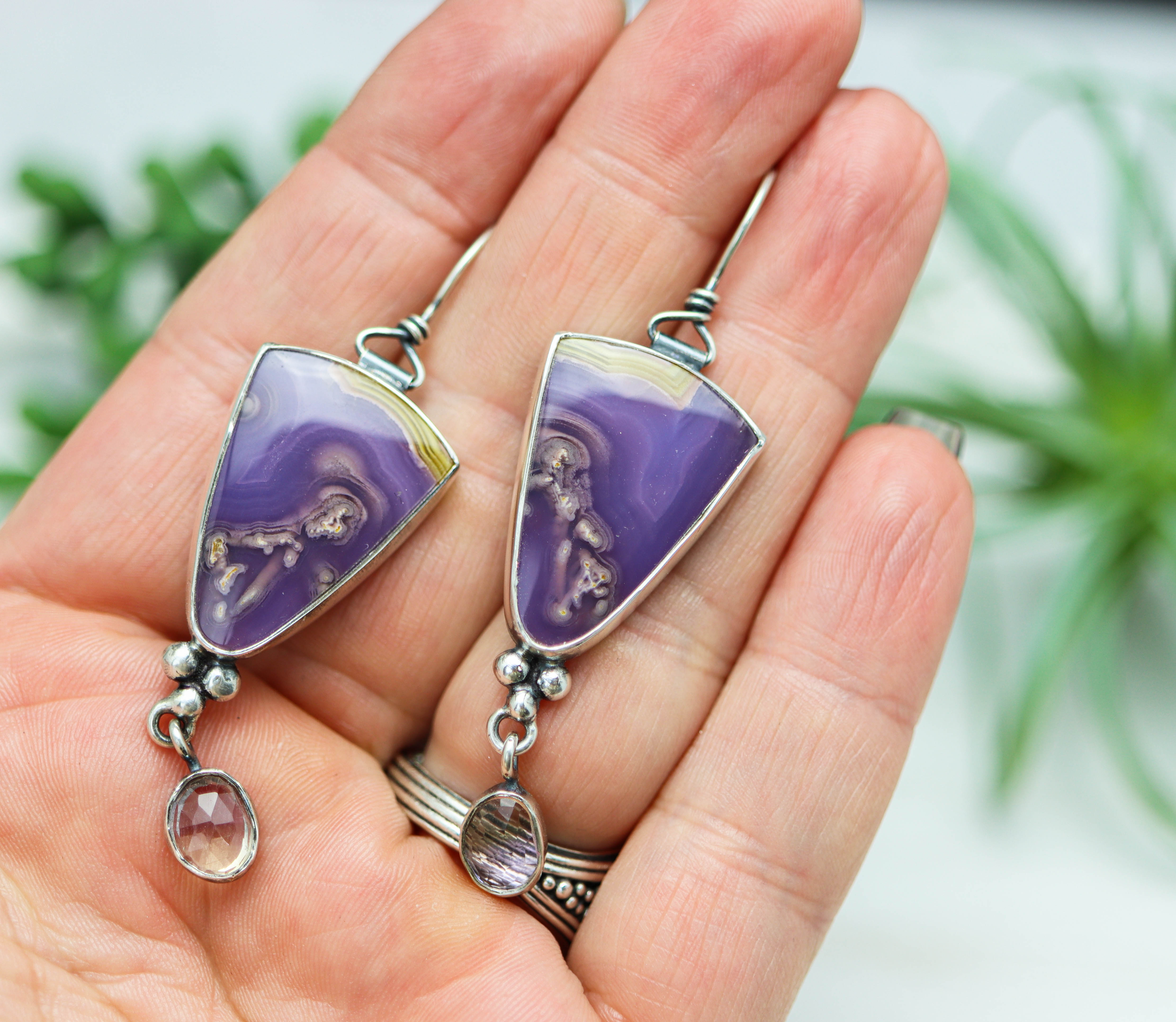 Agua Nueva and Ametrine Dangle Earrings Sterling Silver