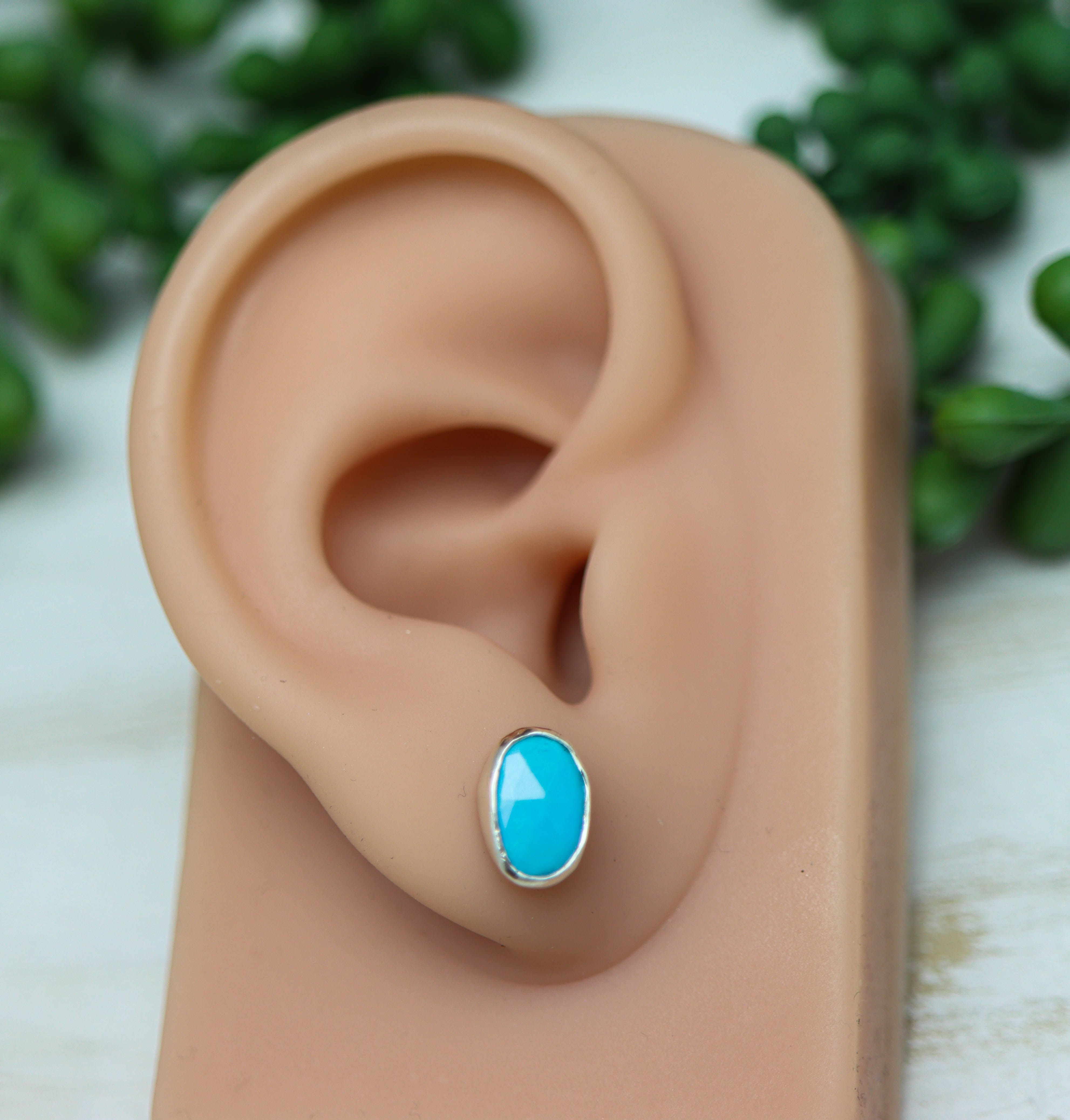 Sleeping Beauty Turquoise Stud Earrings Sterling Silver