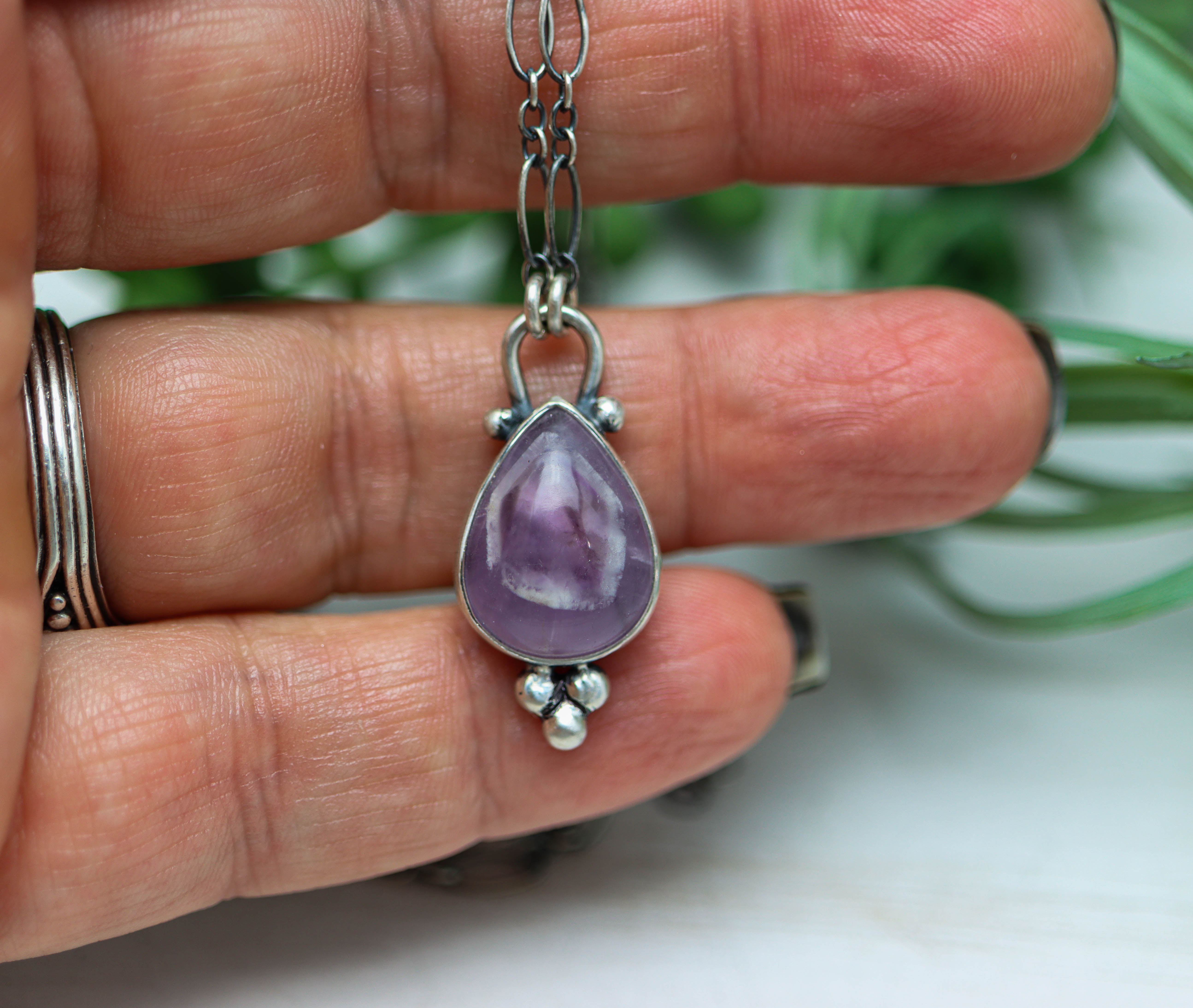 Phantom Amethyst Pendant Necklace Sterling Silver
