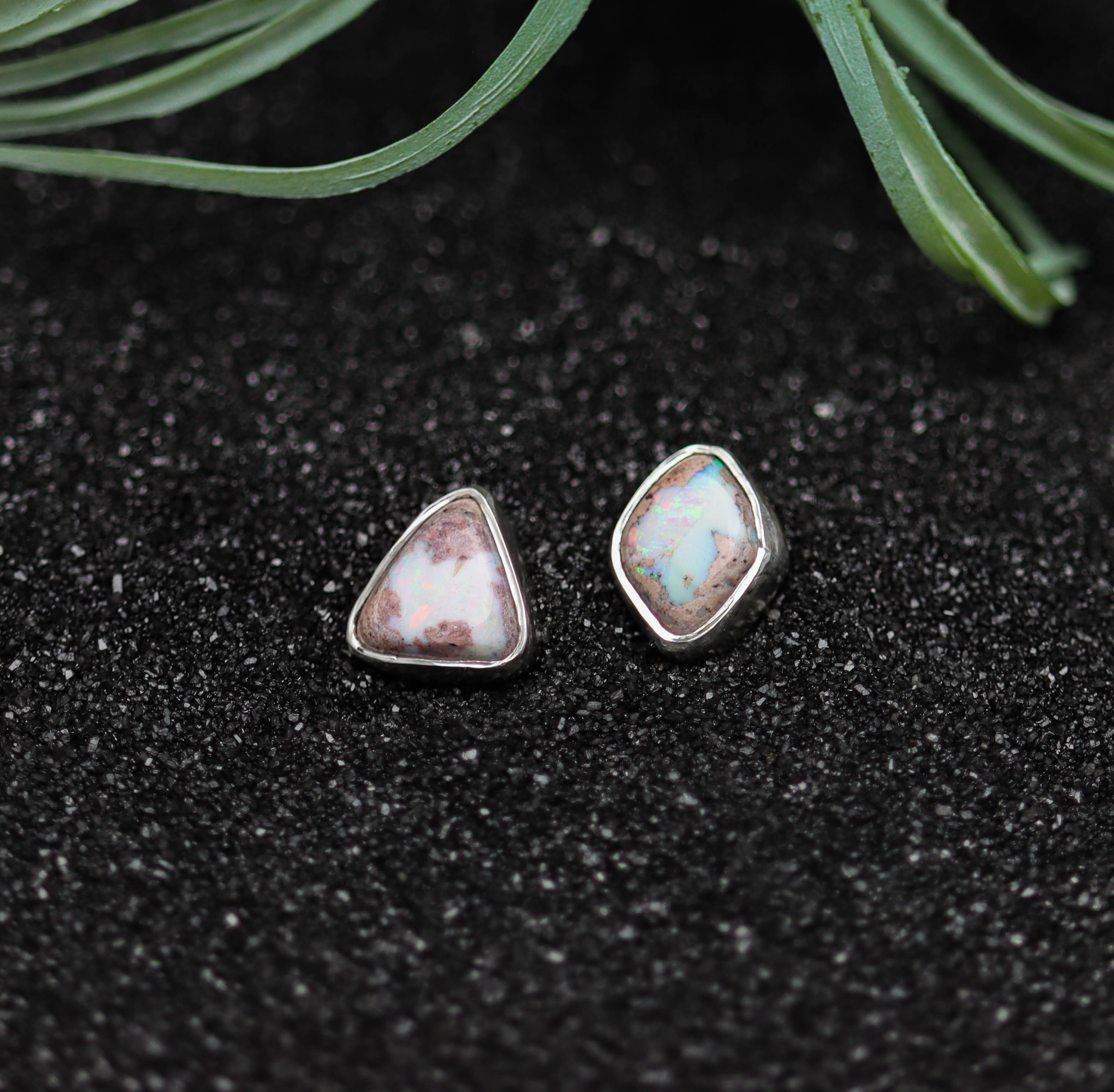 Mexican Fire Opal Stud Earrings Sterling Silver