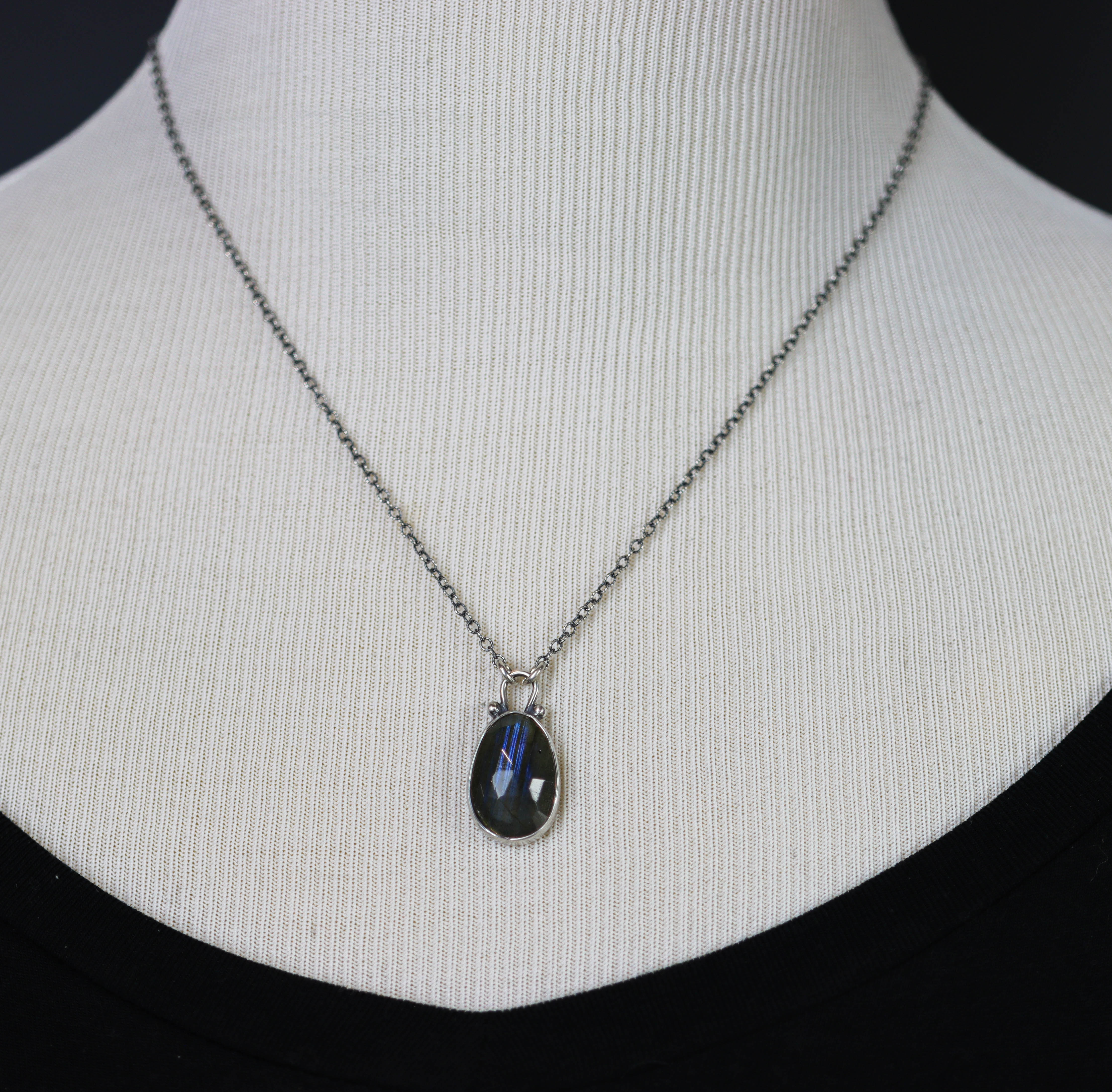 Labradorite Pendant Necklace Sterling Silver