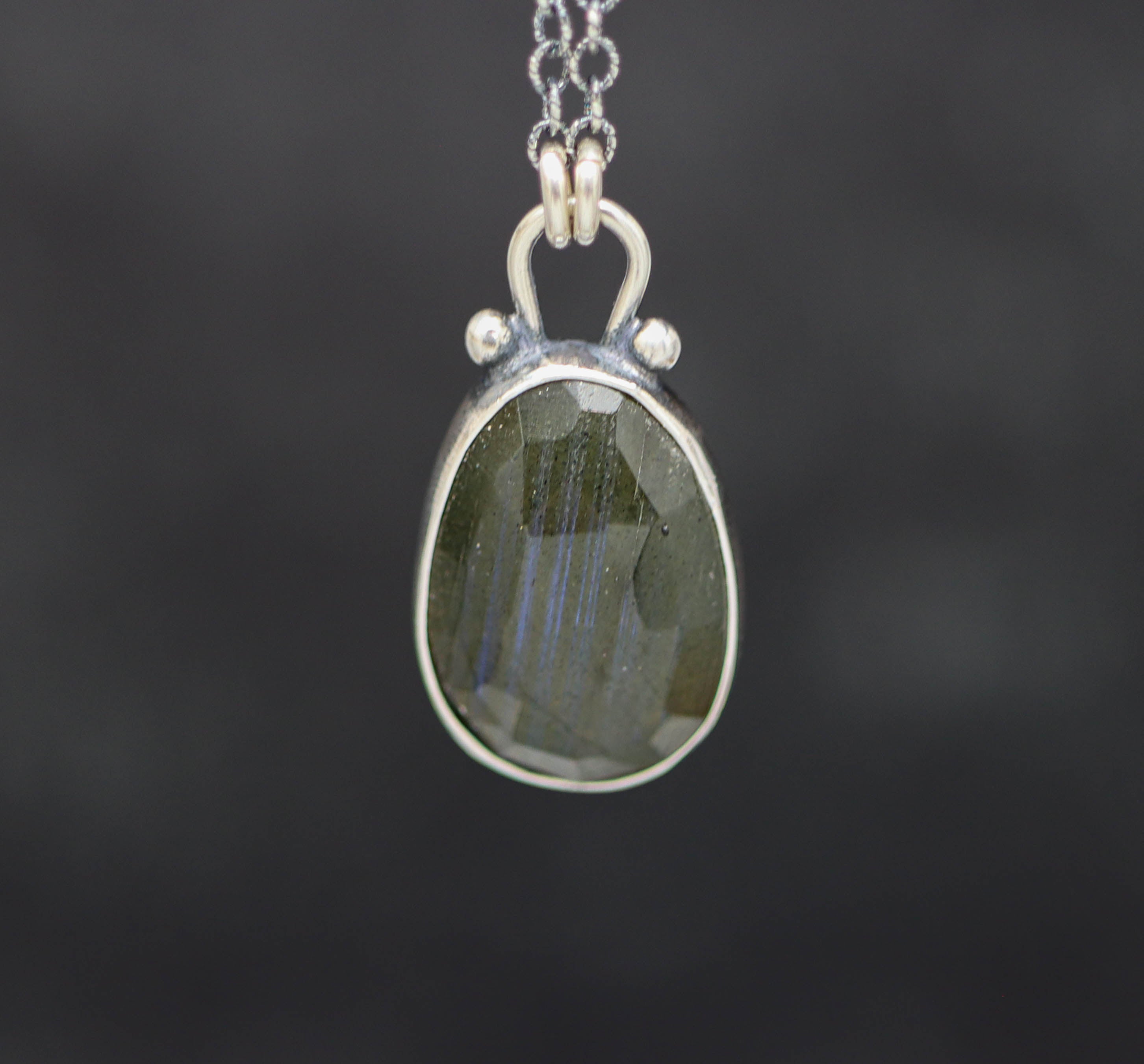 Labradorite Pendant Necklace Sterling Silver