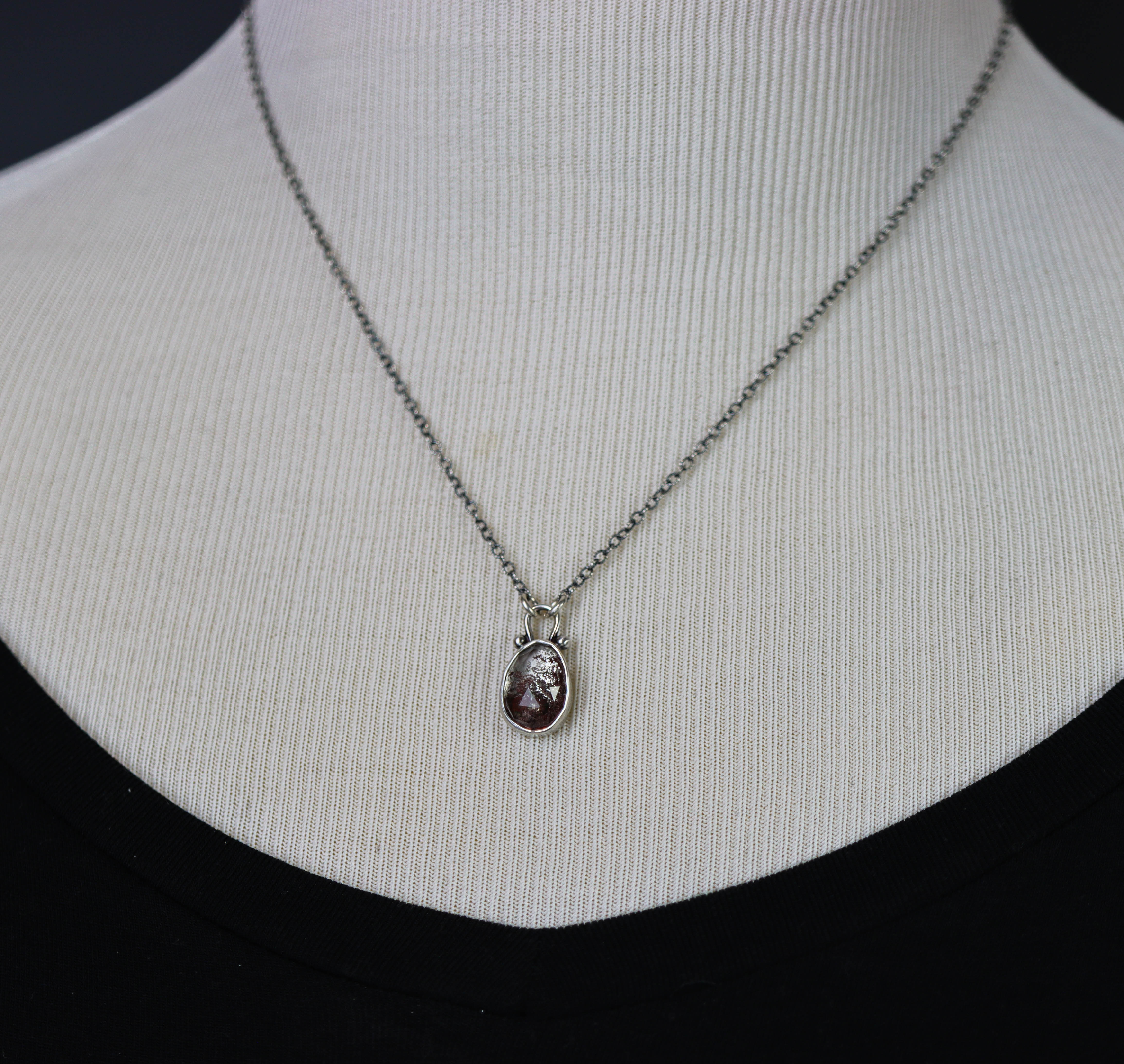 Garden Quartz Pendant Necklace Sterling Silver