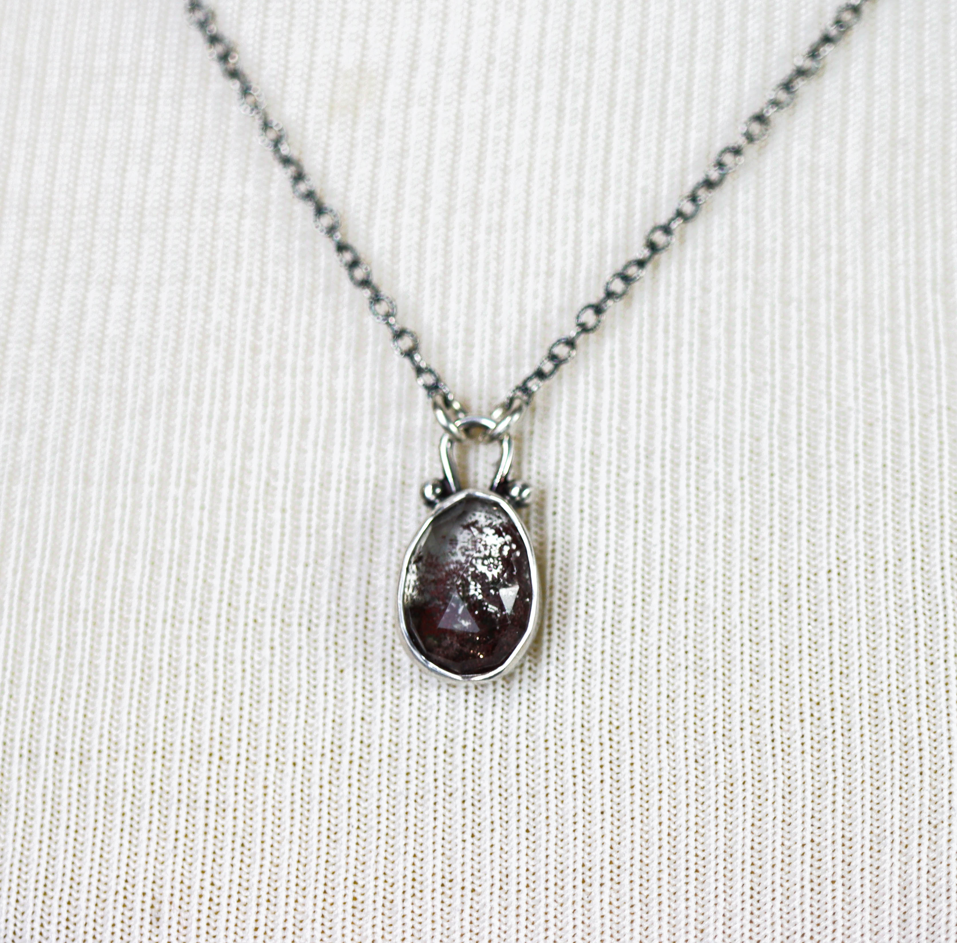 Garden Quartz Pendant Necklace Sterling Silver