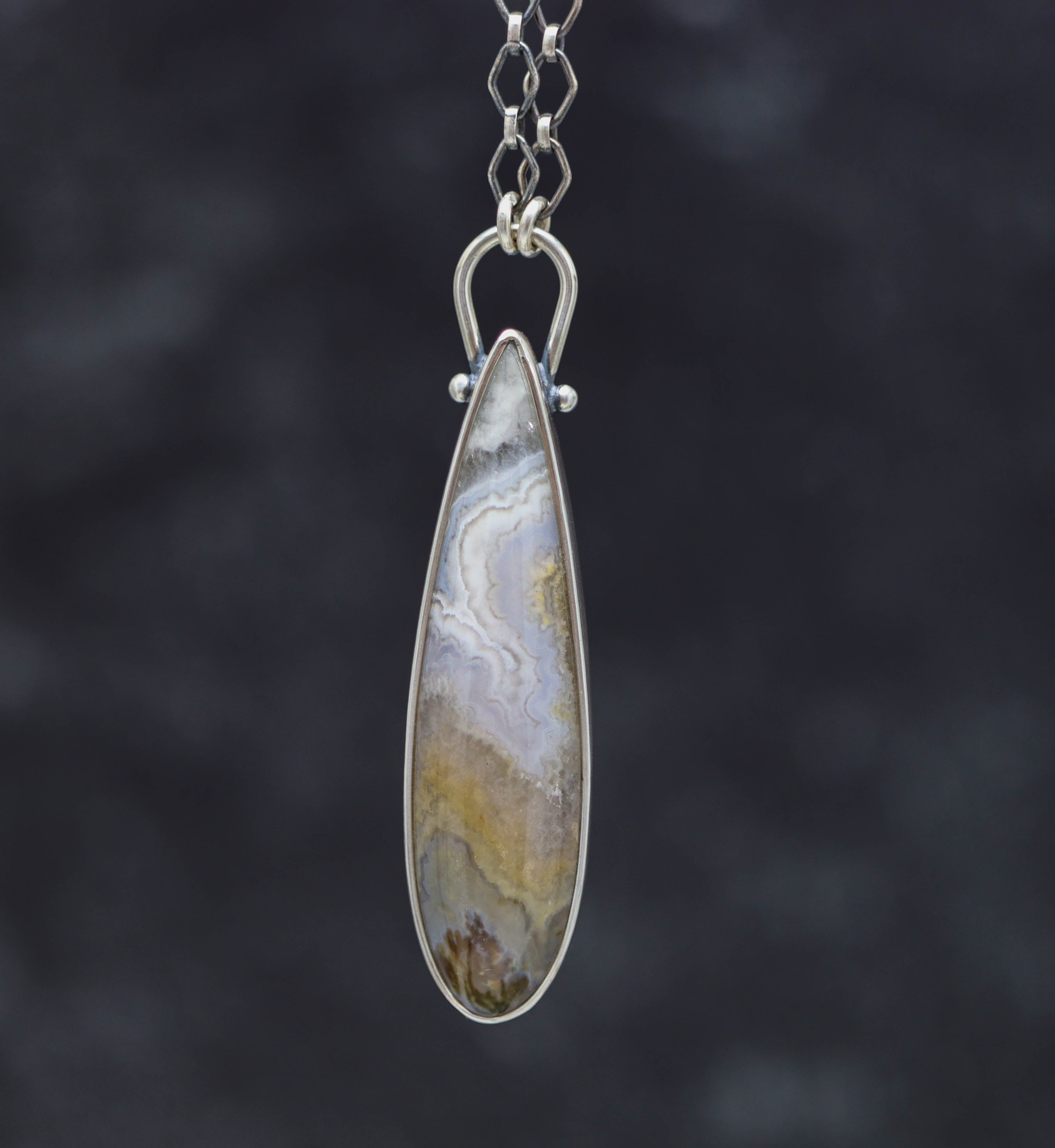 Prudent Man Agate Pendant Sterling Silver One Of a Kind Gemstone Necklace