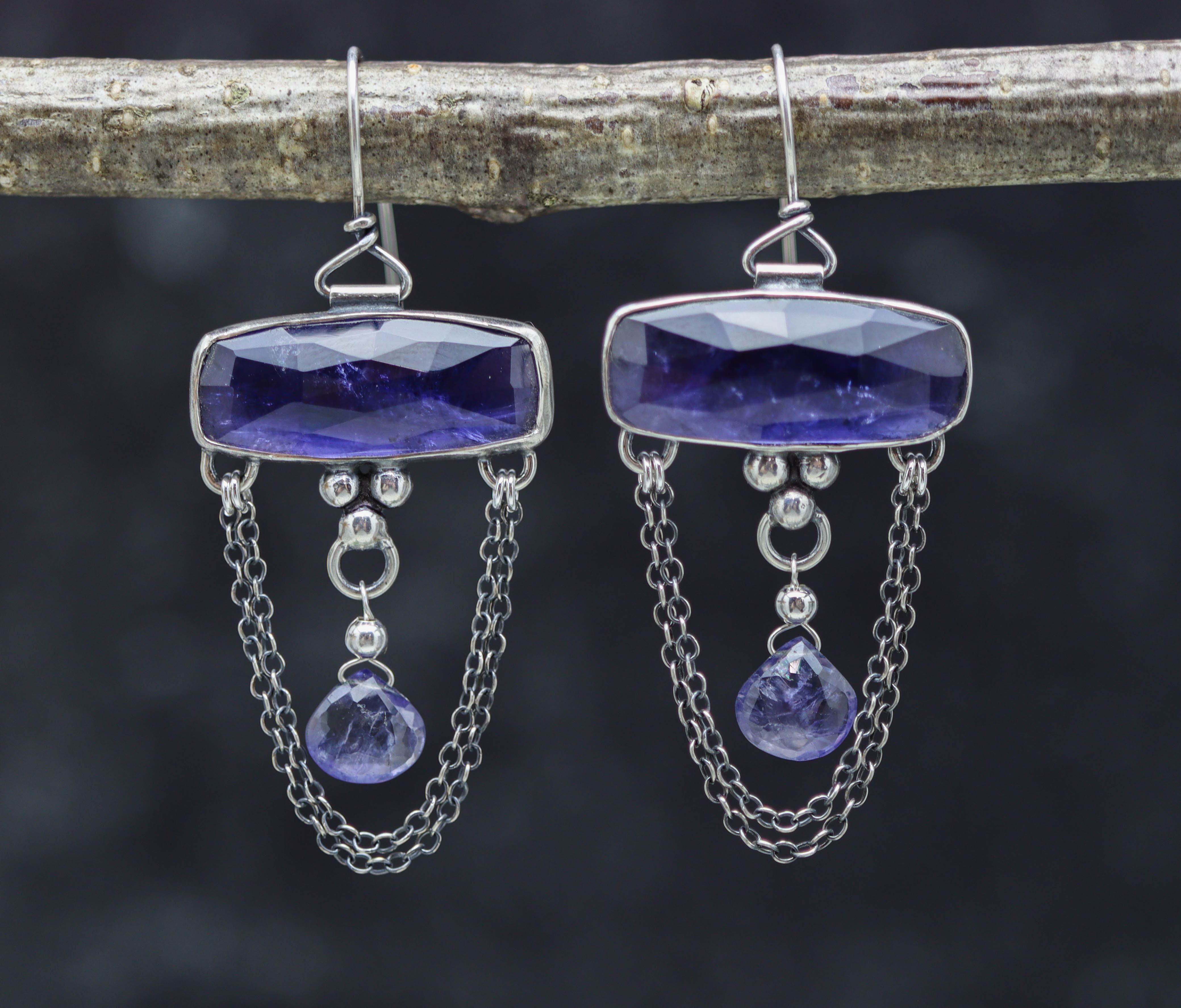 Iolite Dangle Earrings Sterling Silver
