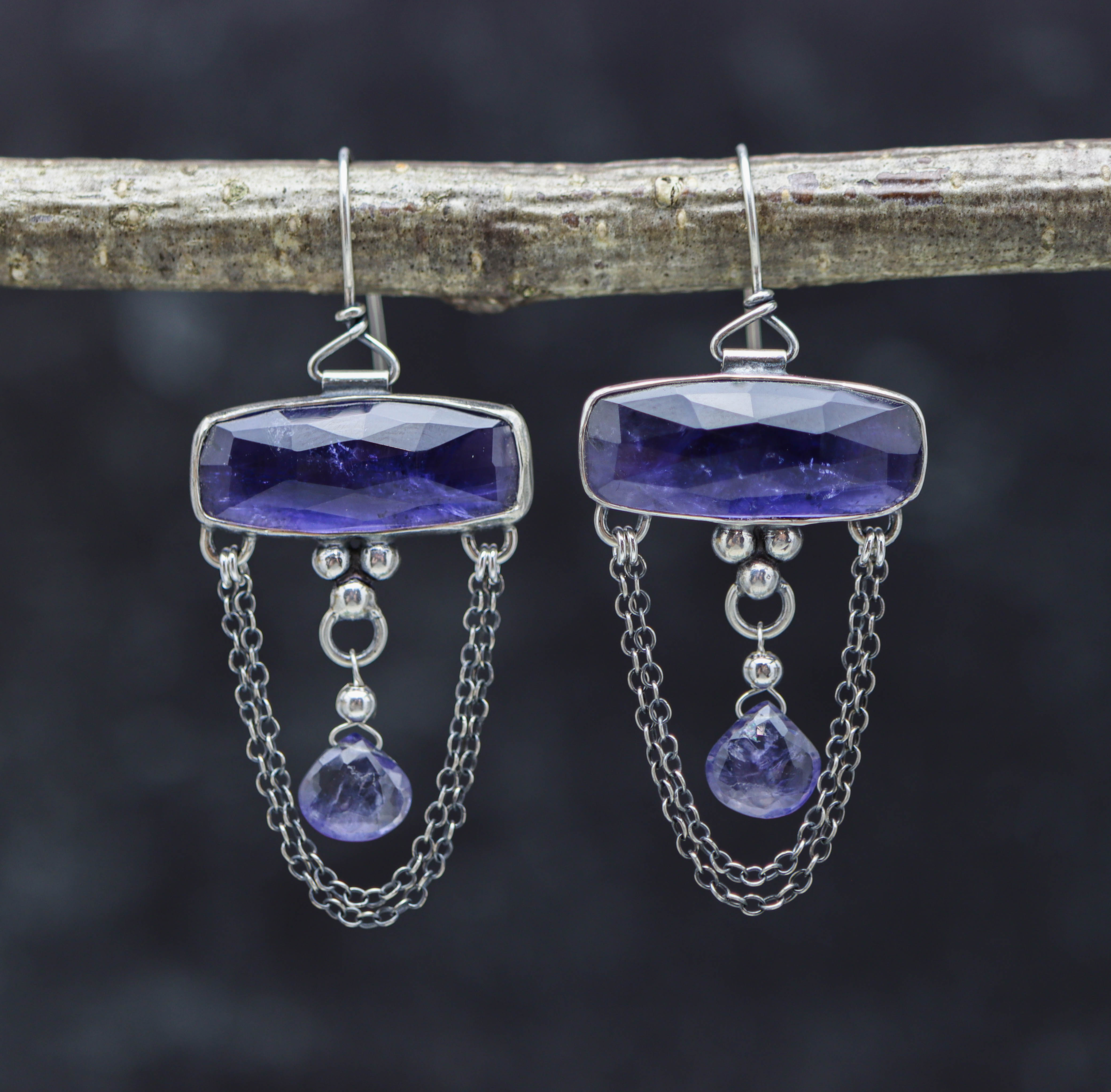 Iolite Dangle Earrings Sterling Silver
