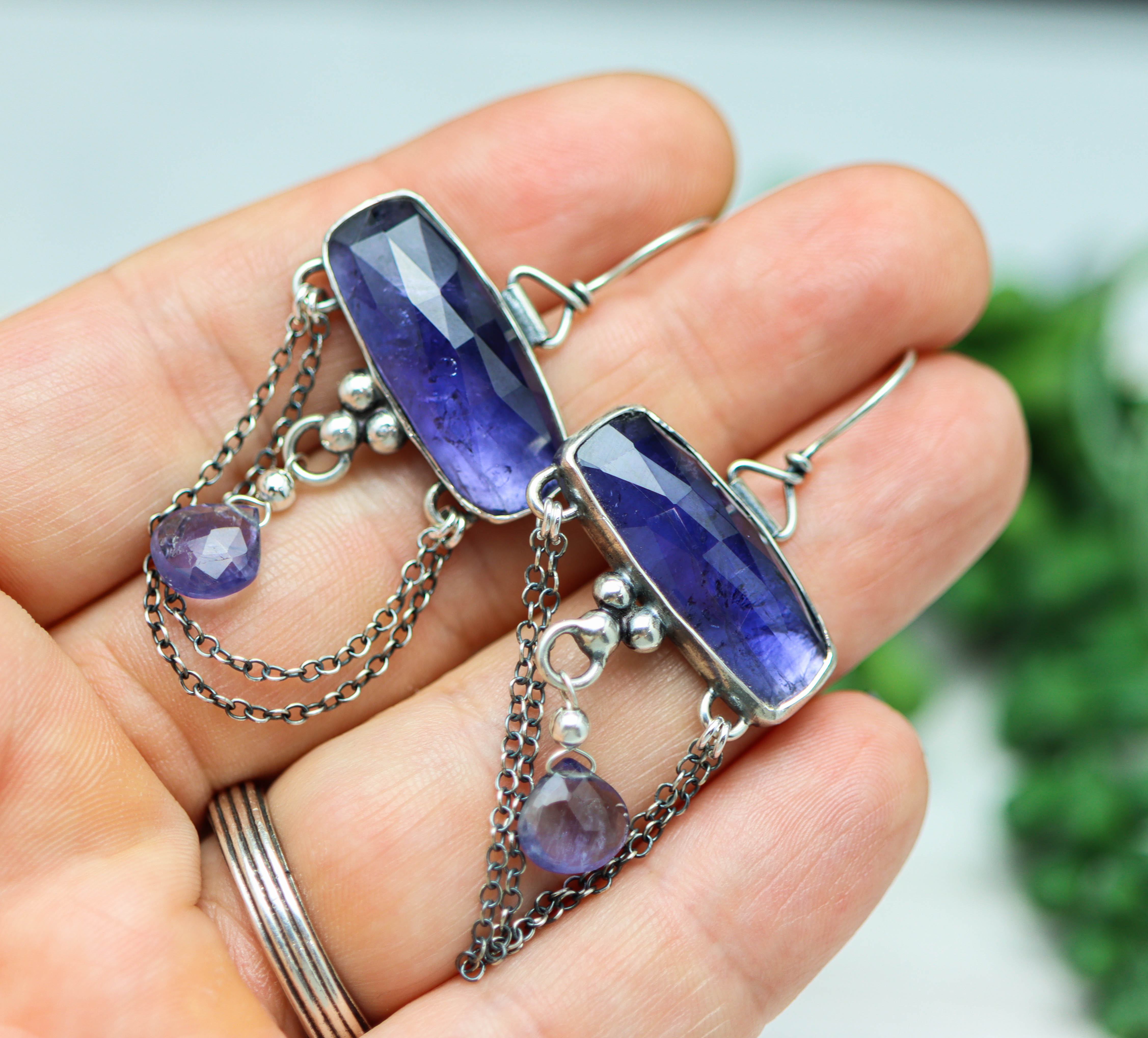 Iolite Dangle Earrings Sterling Silver