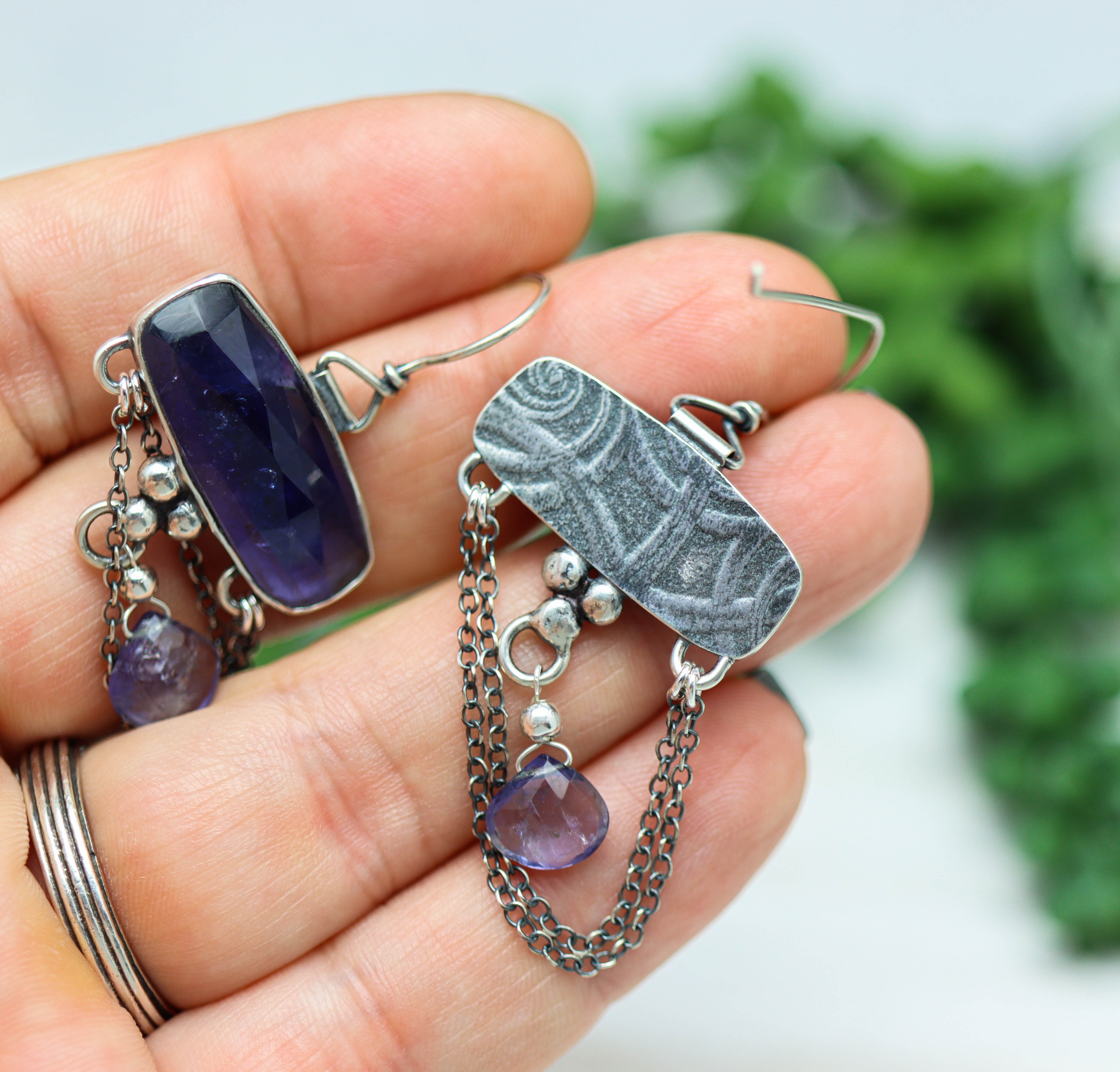 Iolite Dangle Earrings Sterling Silver