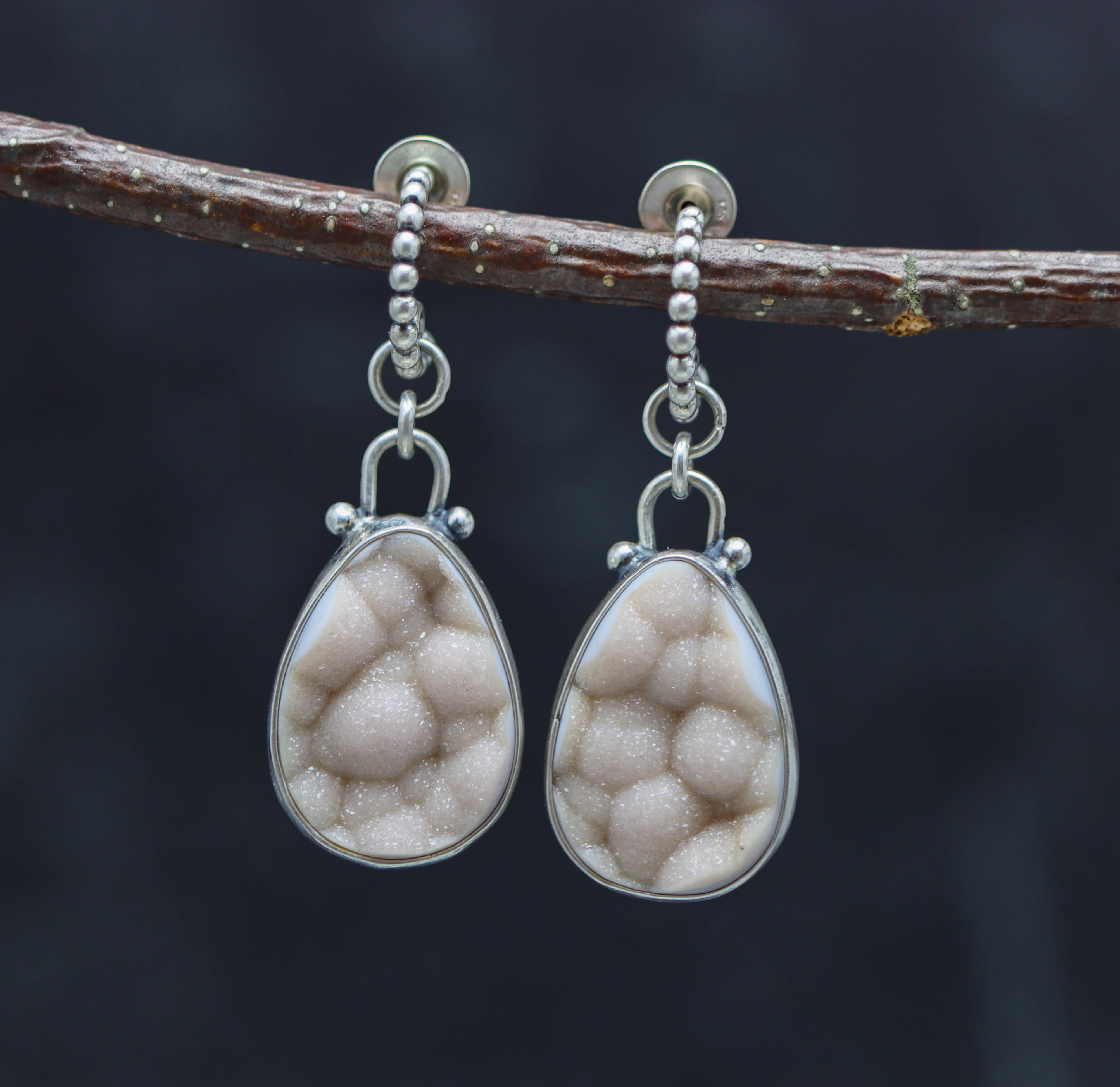Botryoidal Druzy Agate Sterling Silver Necklace & Earring Set