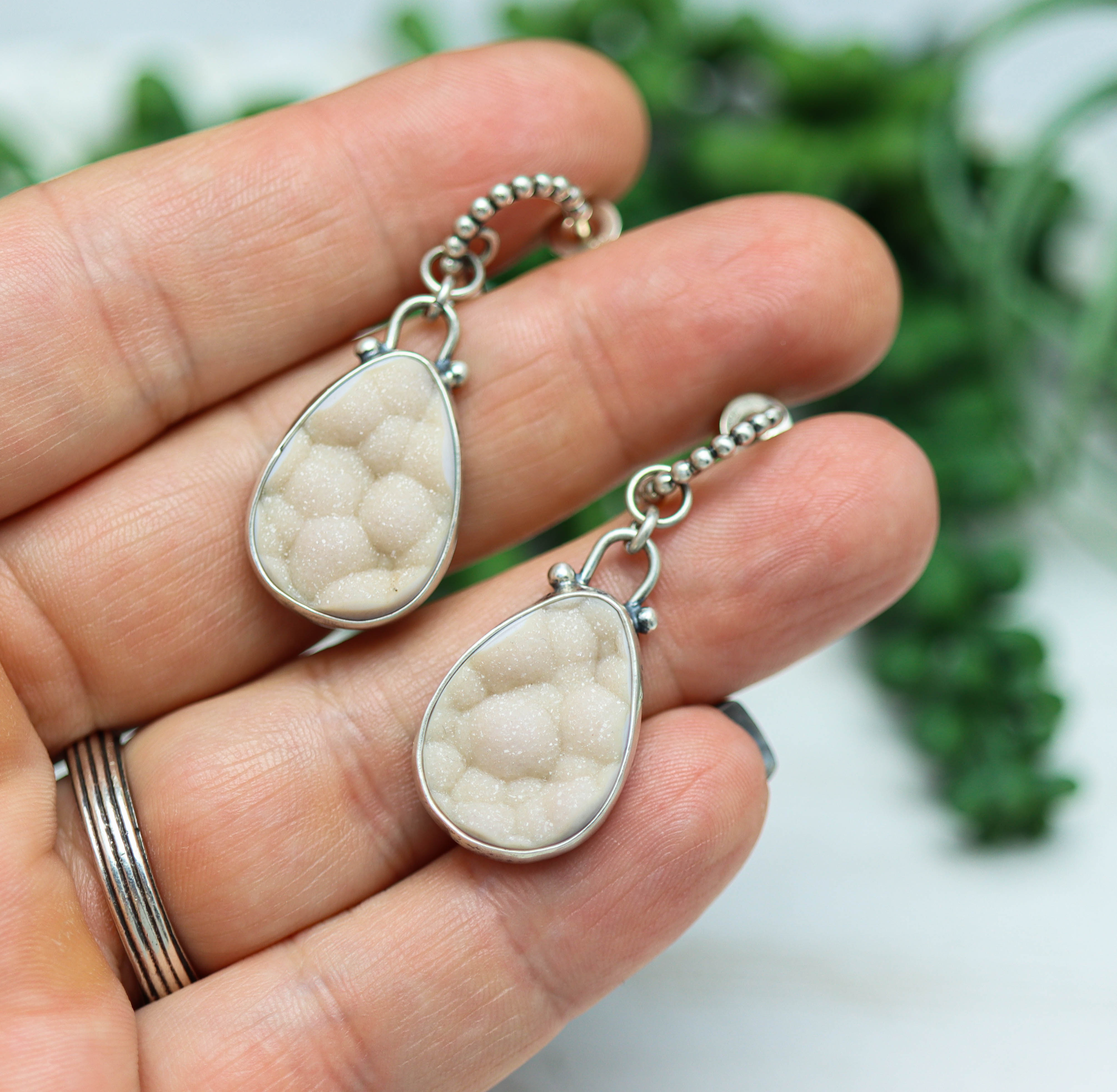 Botryoidal Druzy Agate Sterling Silver Necklace & Earring Set
