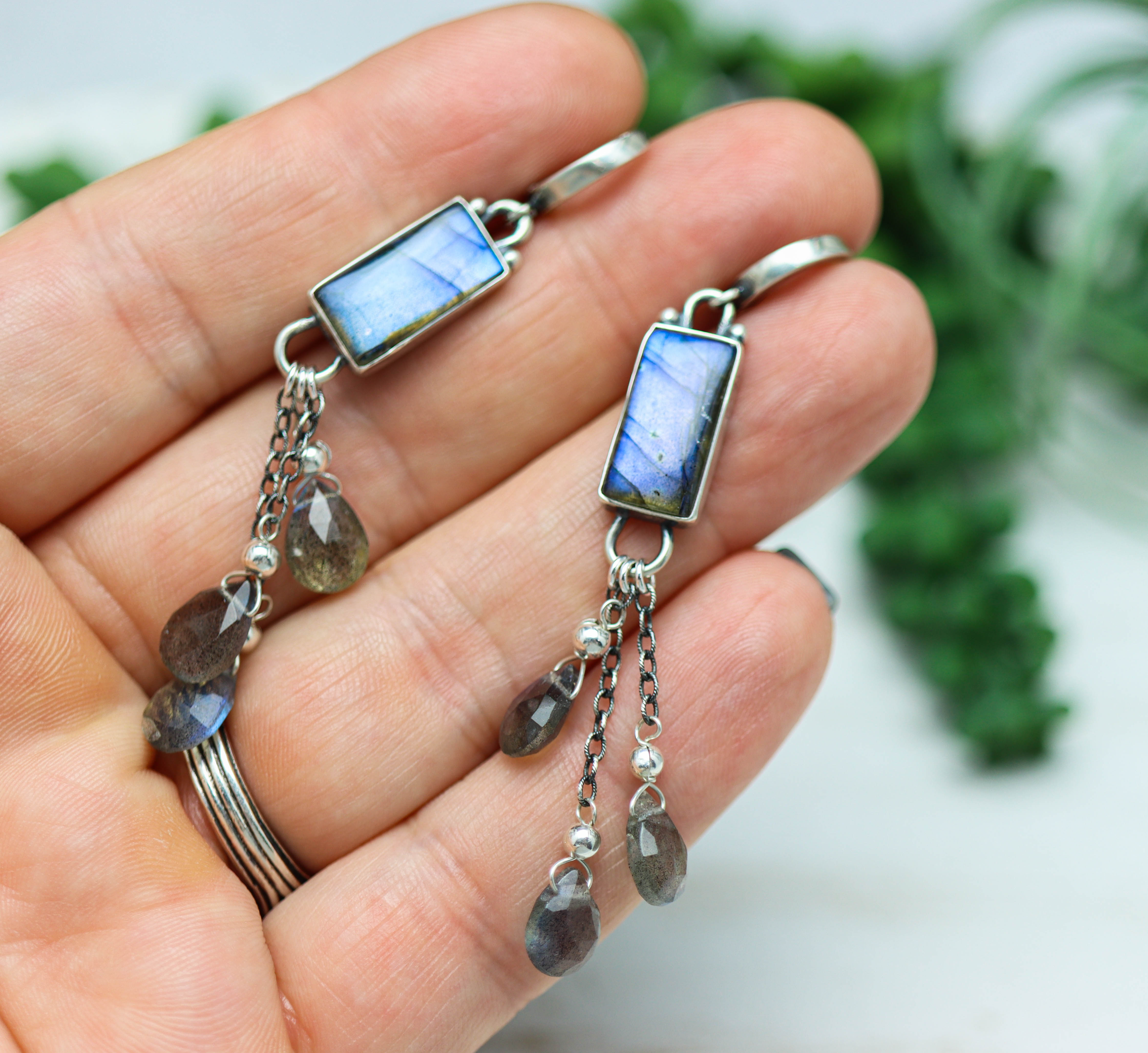 Labradorite Sterling Silver Dangle Earrings
