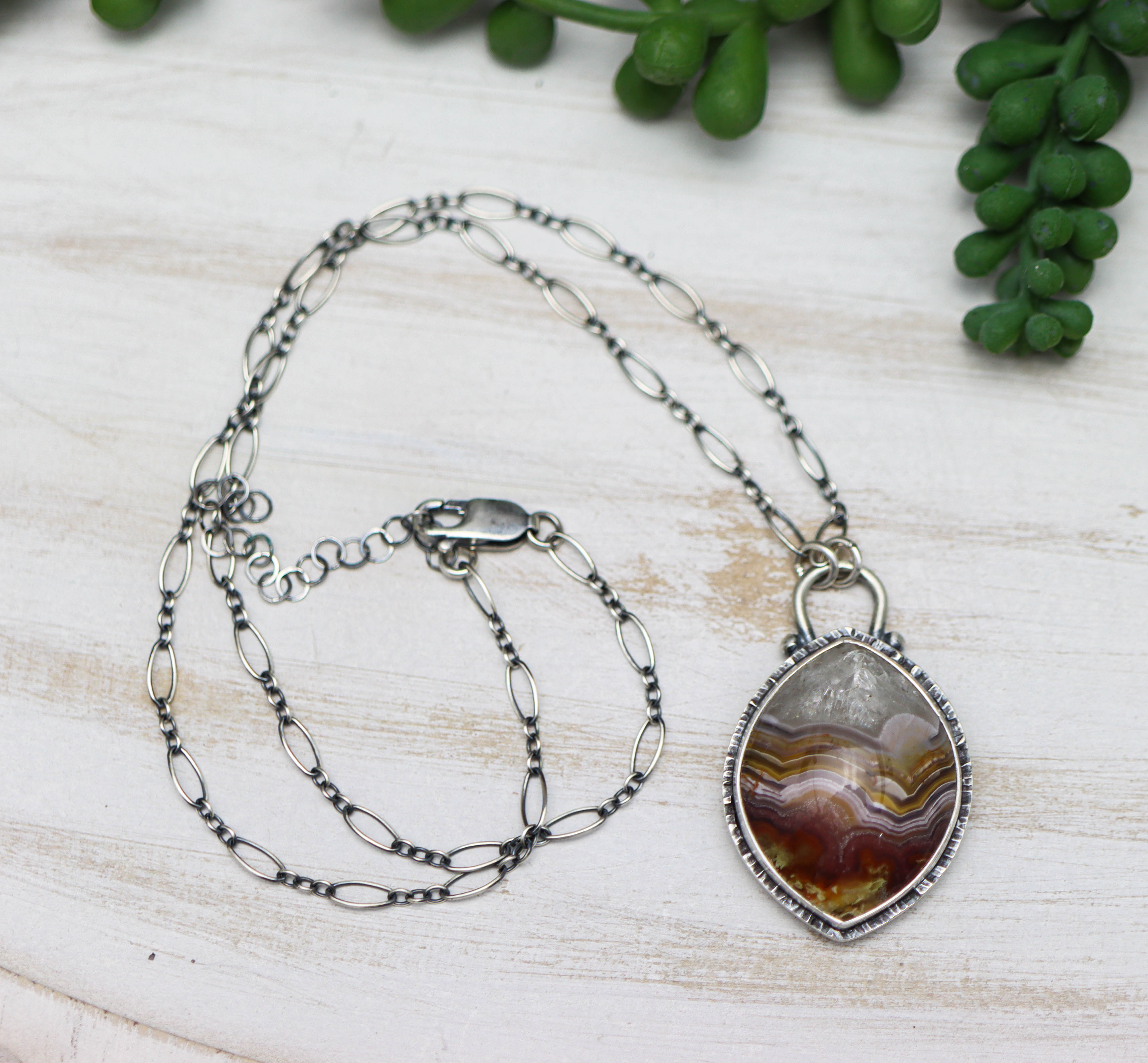Laguna Agate Pendant Necklace Sterling Silver