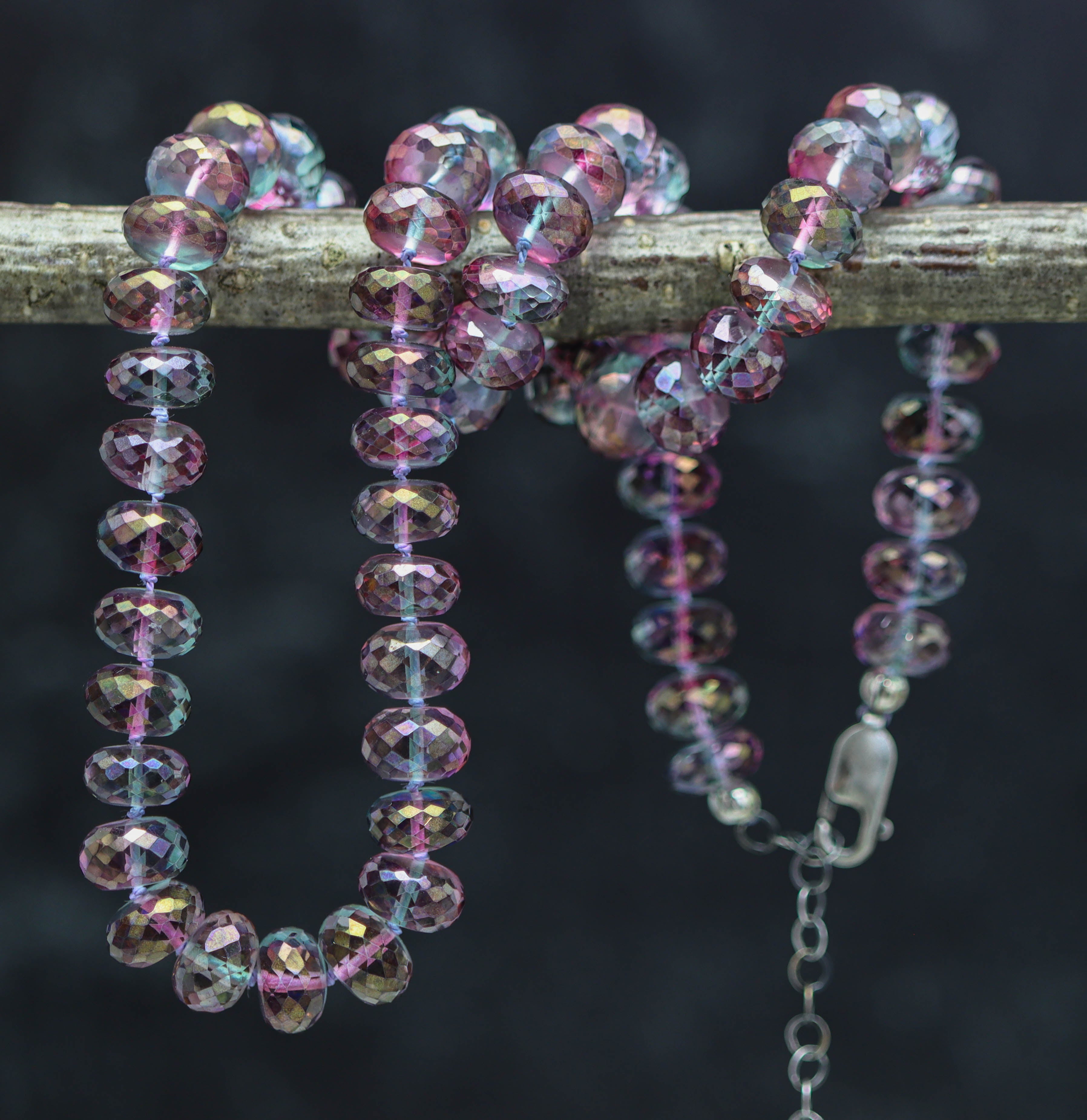 Color-Play Quartz Hand-Knotted Strand Necklace in Sterling Silver