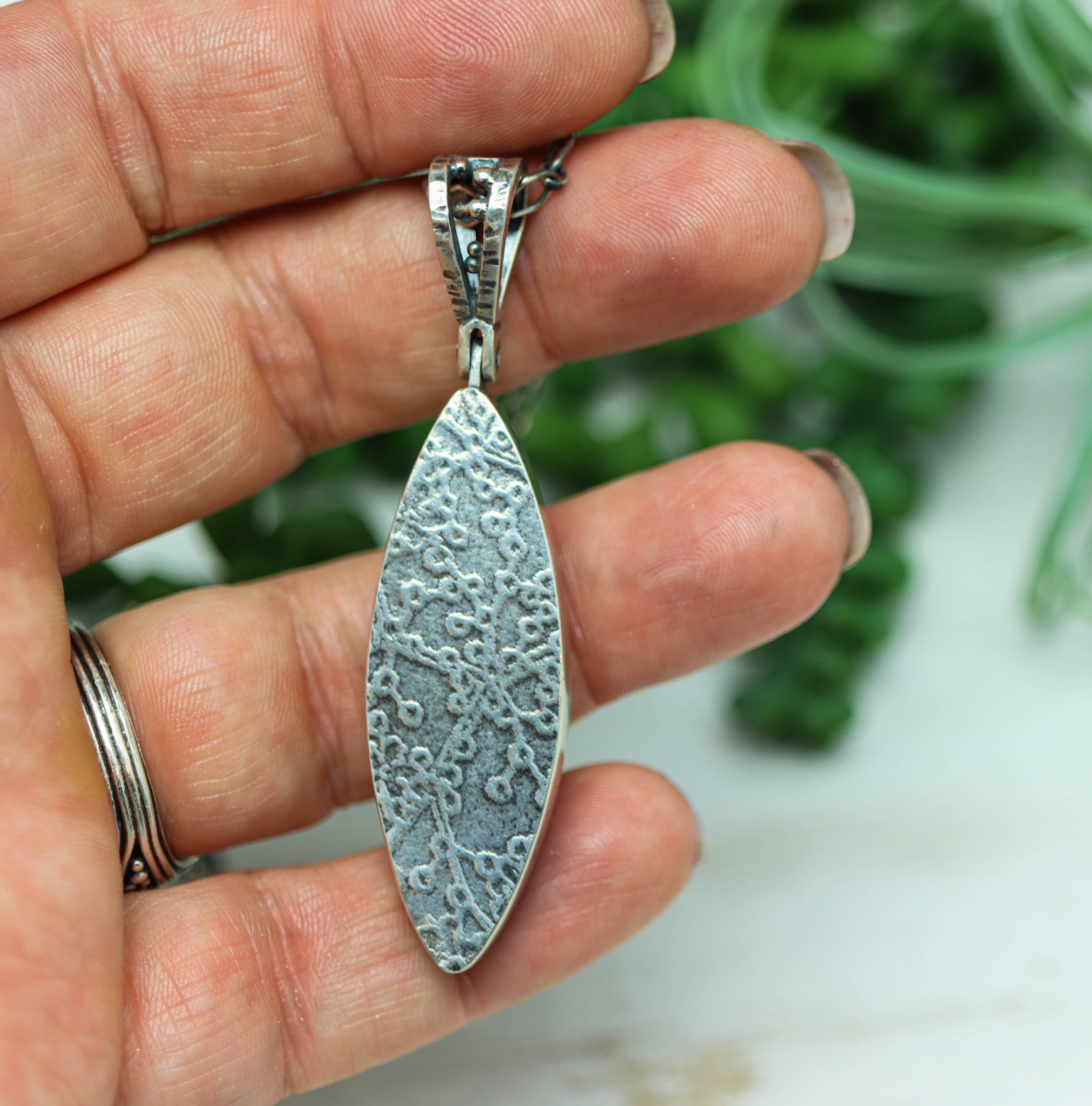 Sonoran Dendritic Rhyolite Jasper One of a Kind Gemstone Necklace Sterling Silver